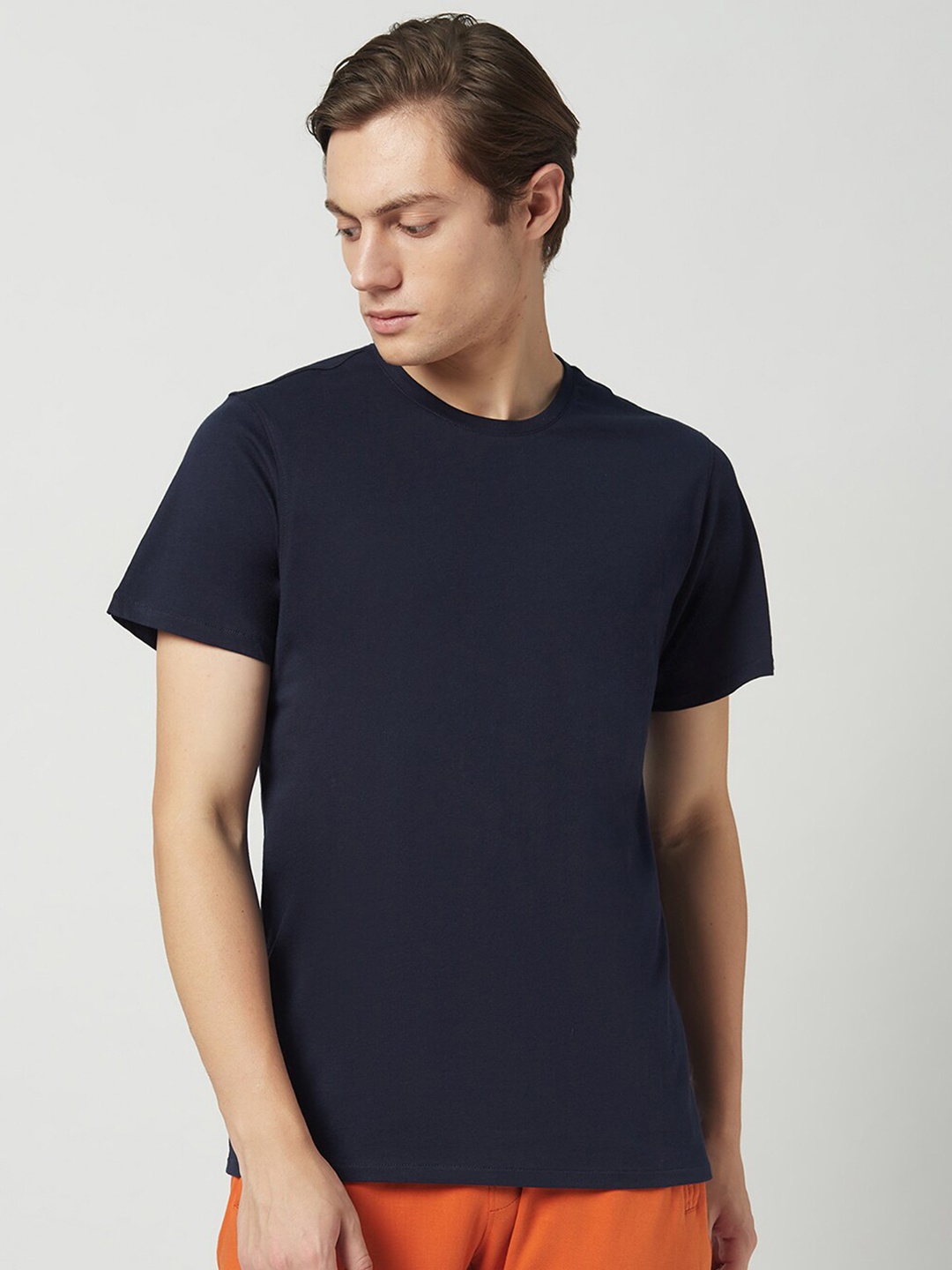

EDRIO Men Navy Blue Pure Cotton Training T-shirt