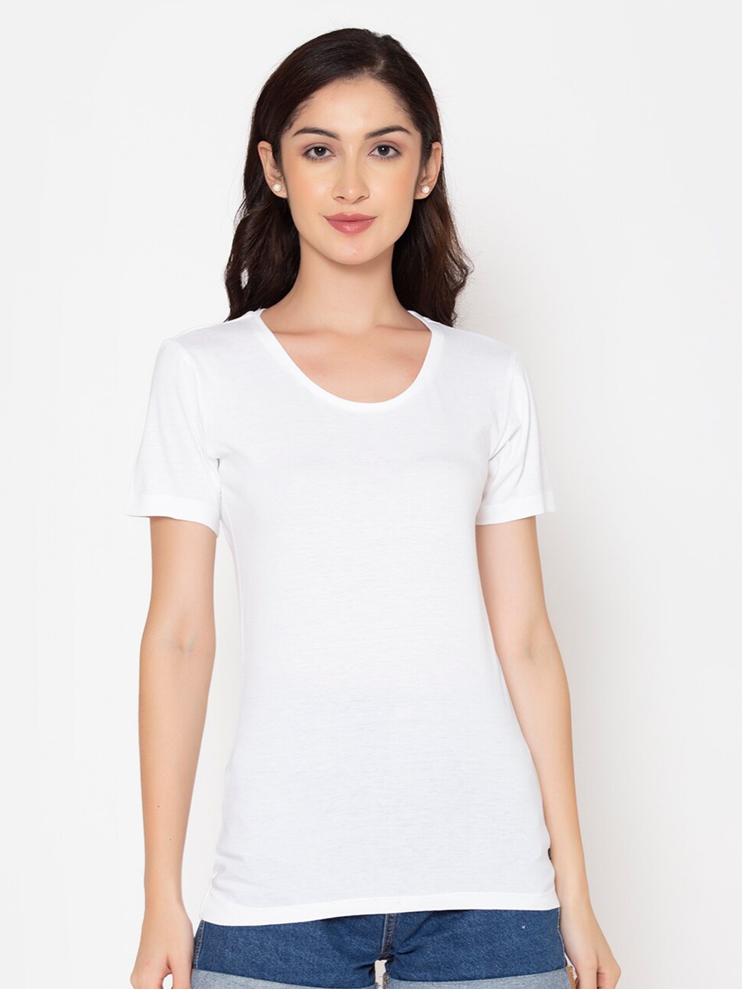 

FLAWLESS Women White Raw Edge T-shirt