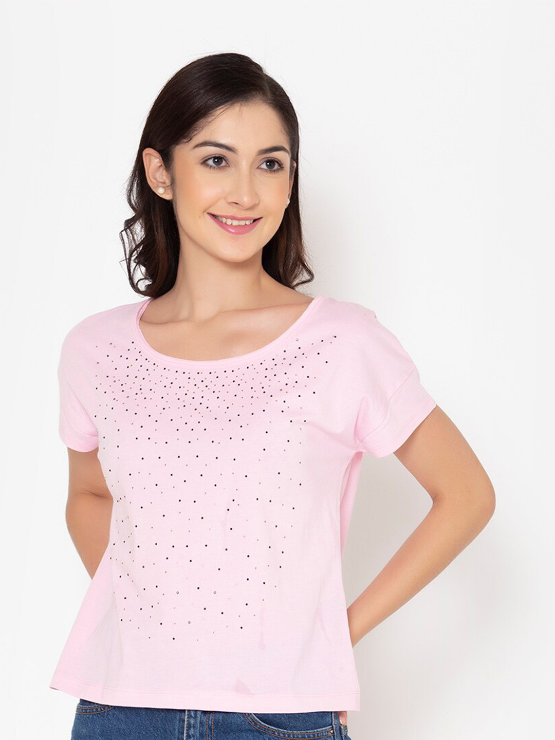 

FLAWLESS Women Pink Extended Sleeves T-shirt