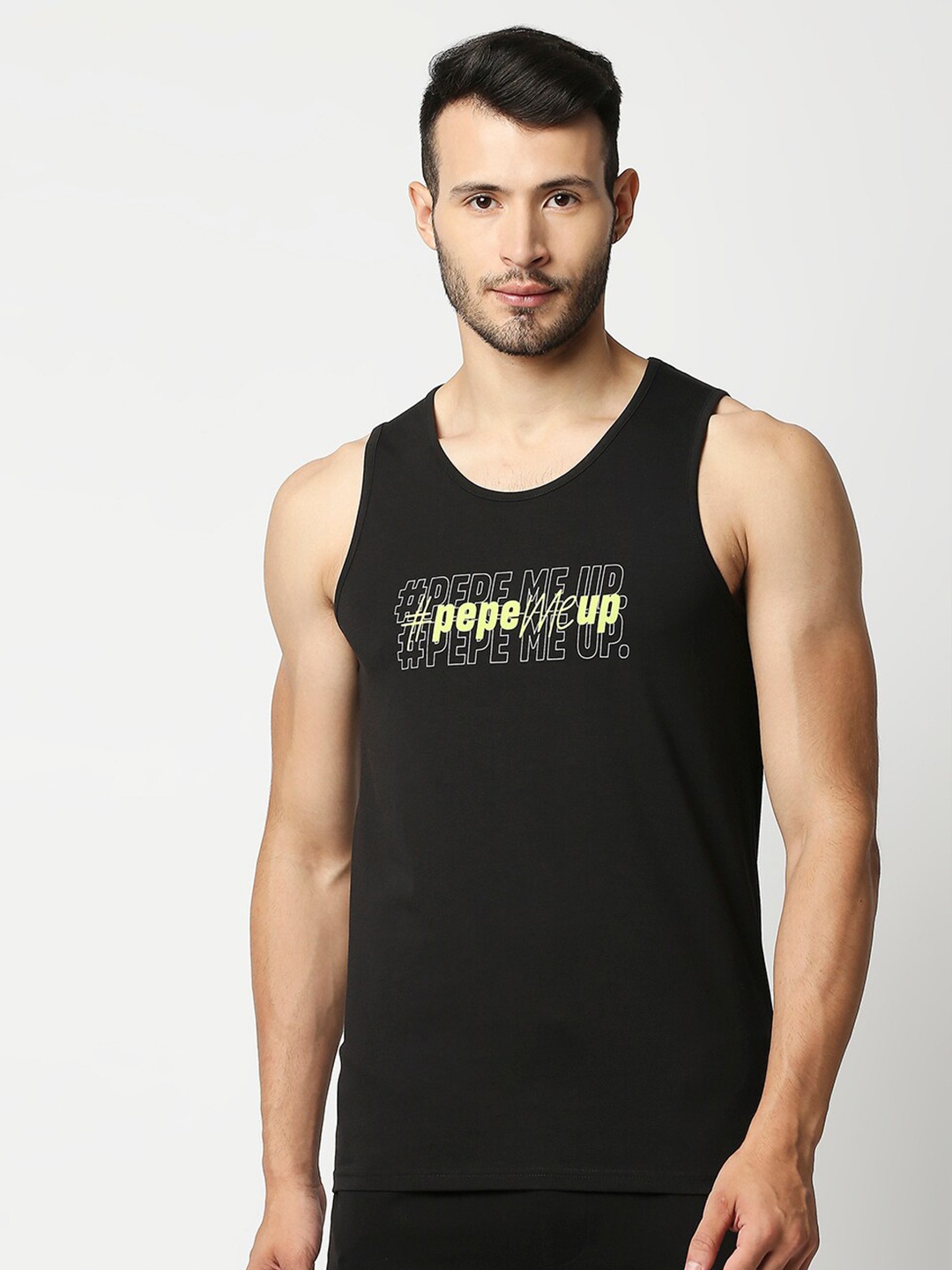 

Pepe Jeans Men Black Typography Printed Slim Fit T-shirt