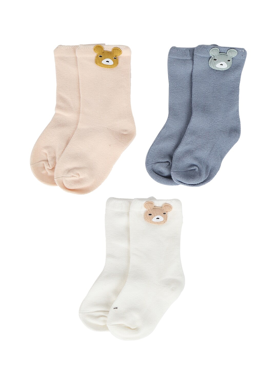 iSWEVEN Kids Pack of 3 Assorted Ankle-Length Organic Combed Cotton Socks