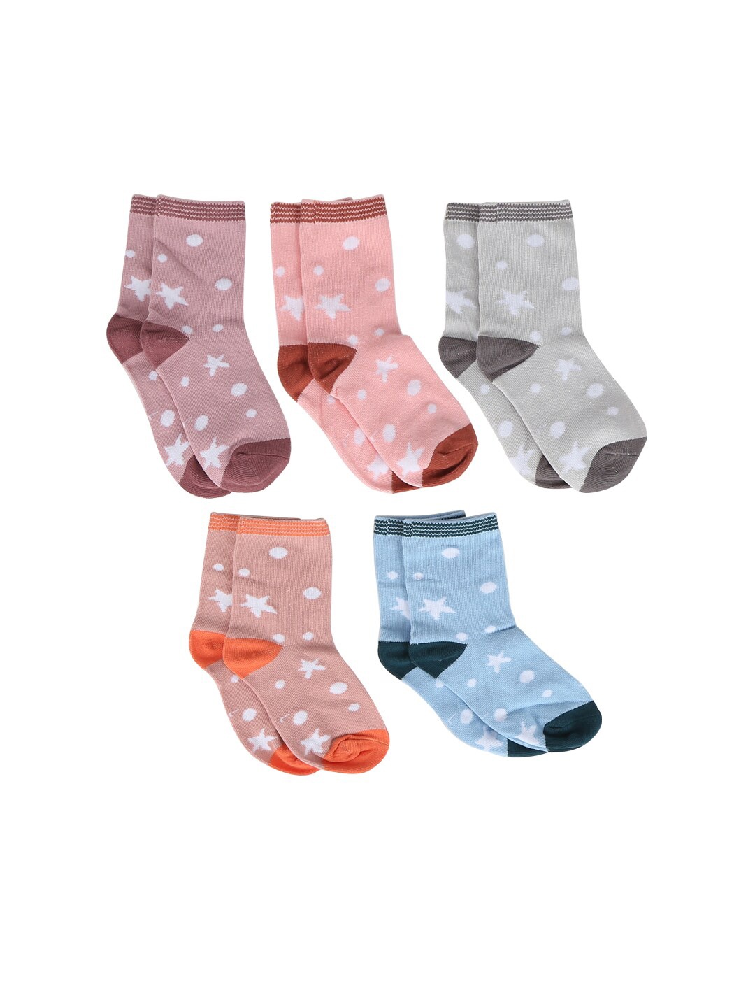 

iSWEVEN Pack of 5 Cotton Printed Ankle Length Socks, Multi