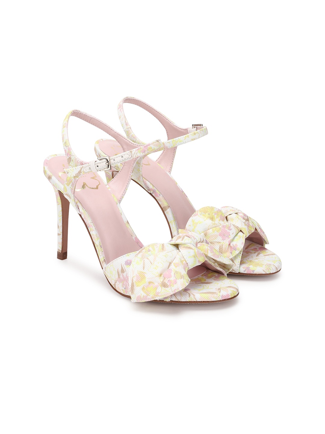

Ted Baker Yellow Printed Stiletto Mules with Buckles
