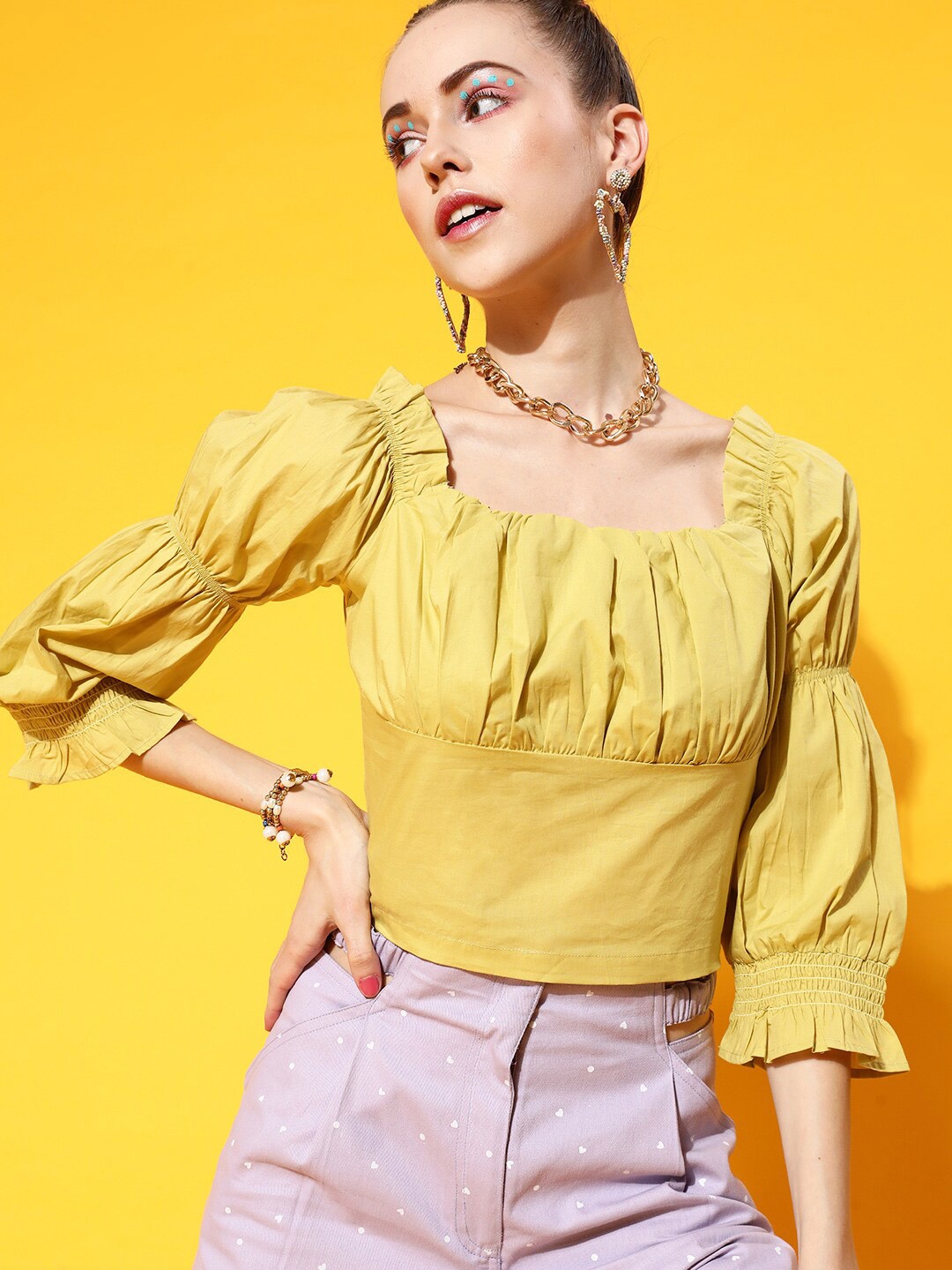 STREET 9 Bright Yellow Solid Top