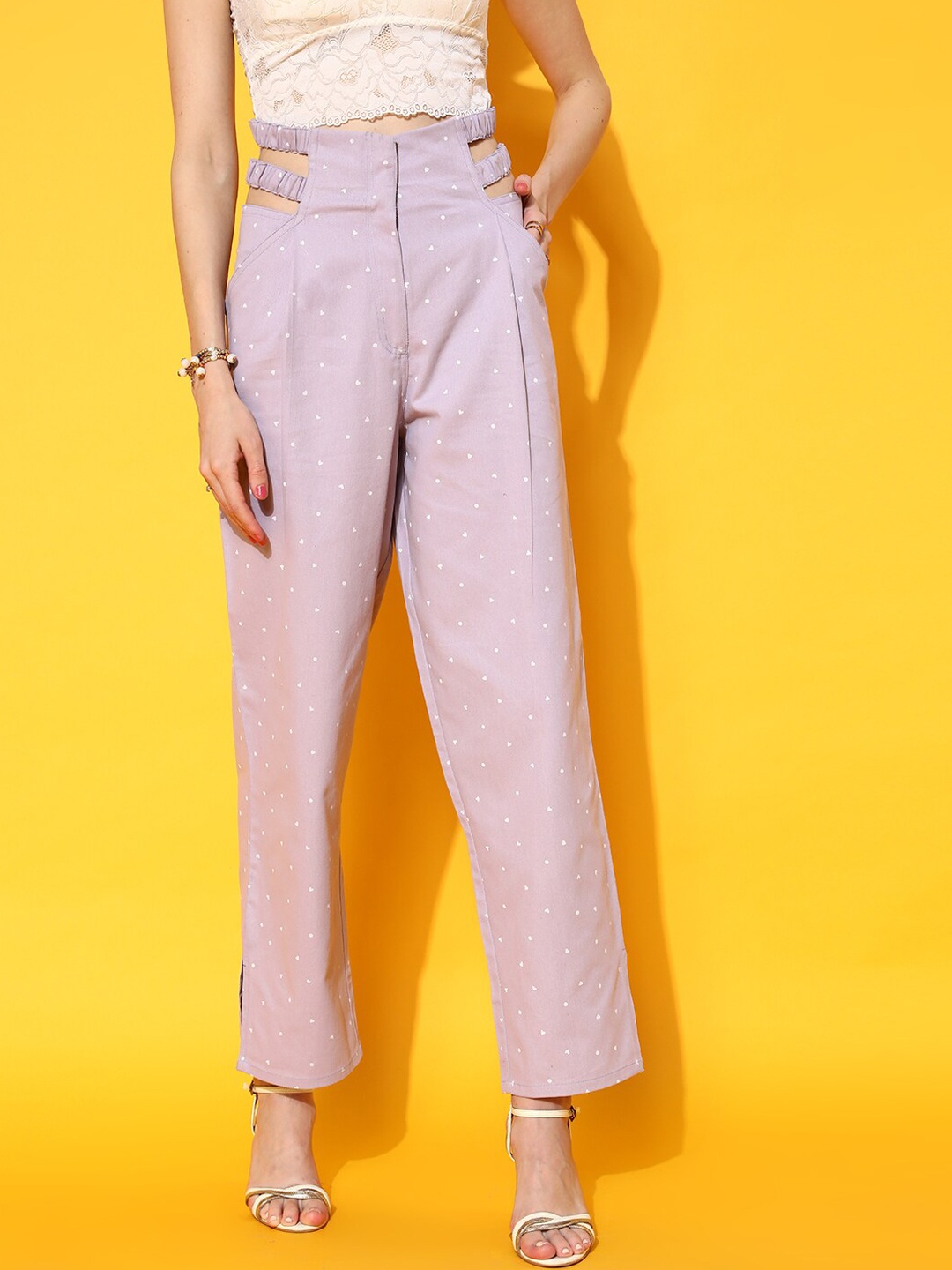 

STREET 9 Women Lavender Solid Trousers