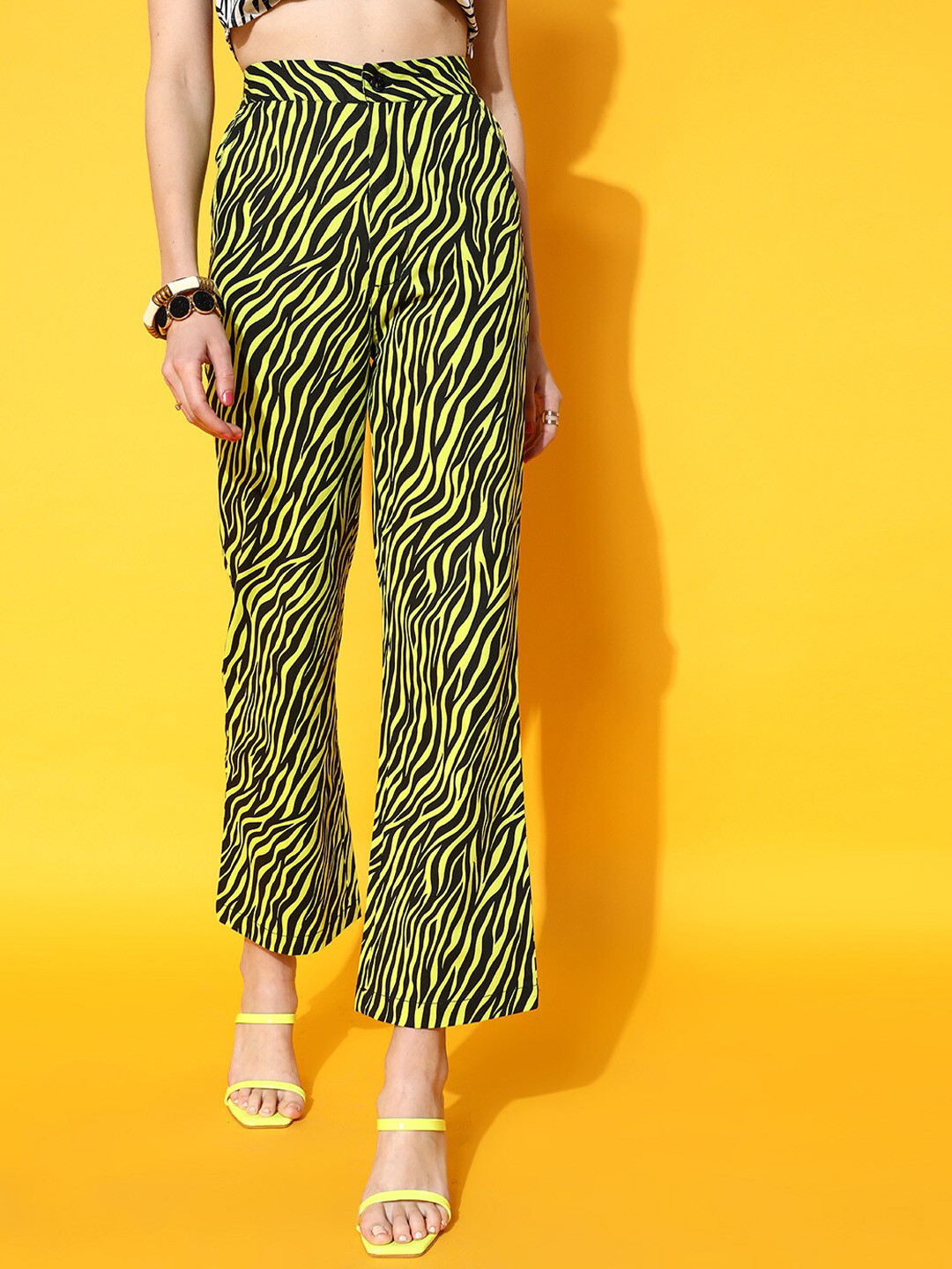 

STREET 9 Women Striped Trousers, Black