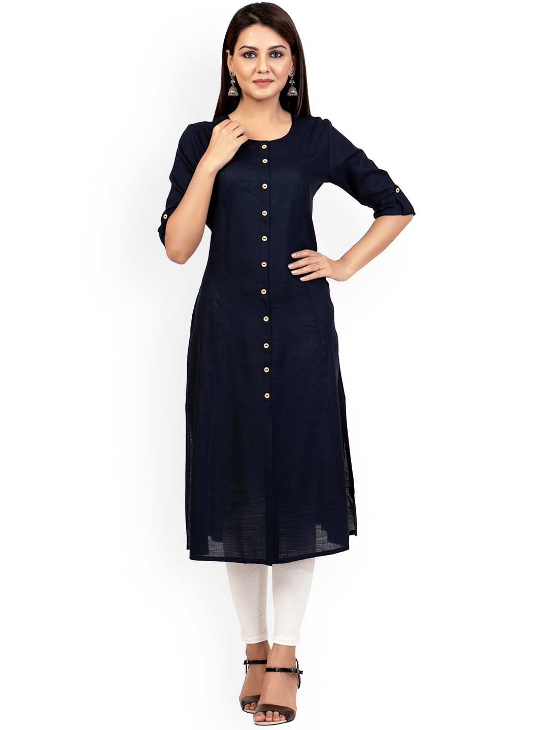 

ZOLA Women Navy Blue Thread Work Kurta