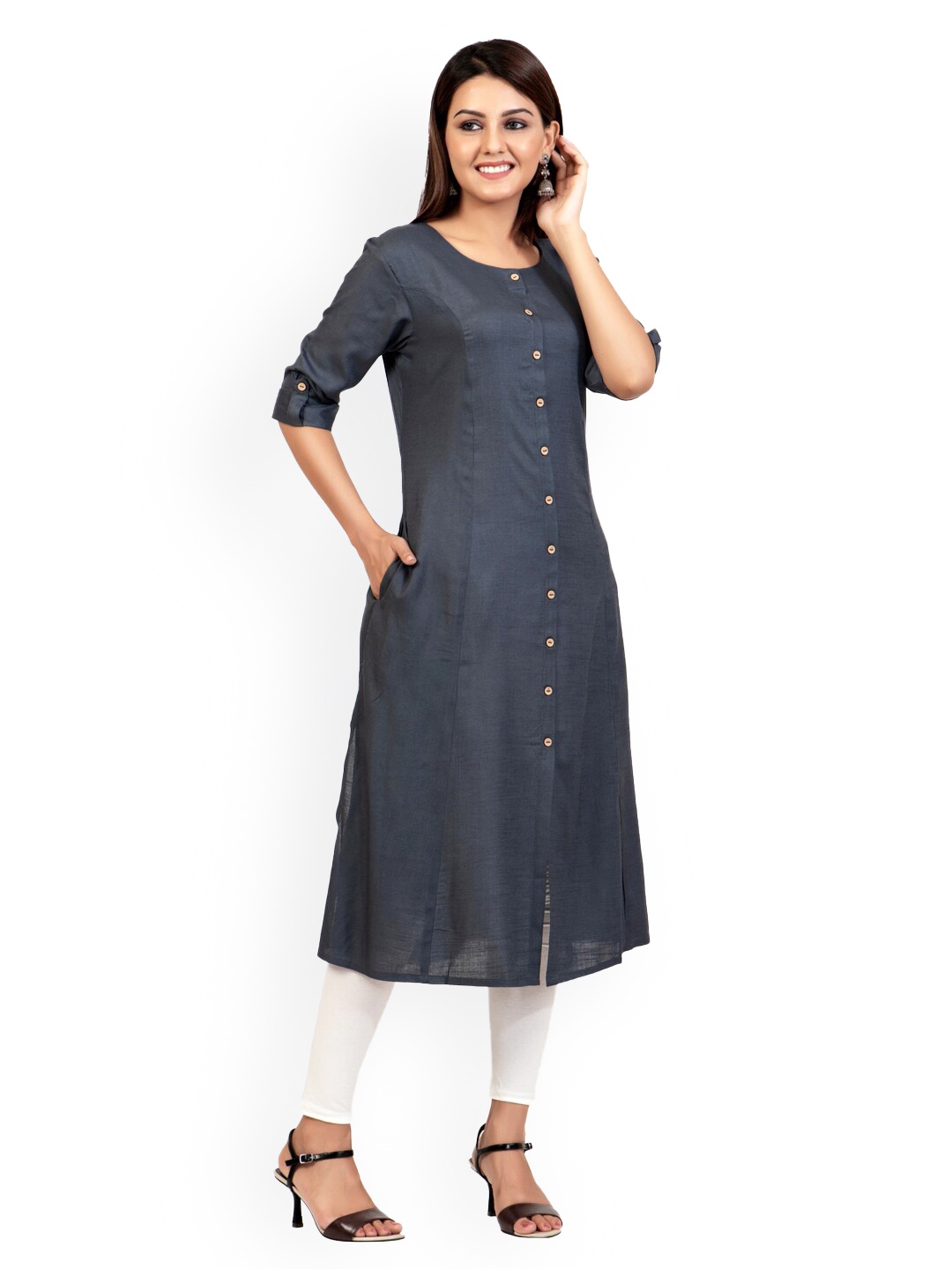 

ZOLA Women Grey Thread Work Kurta