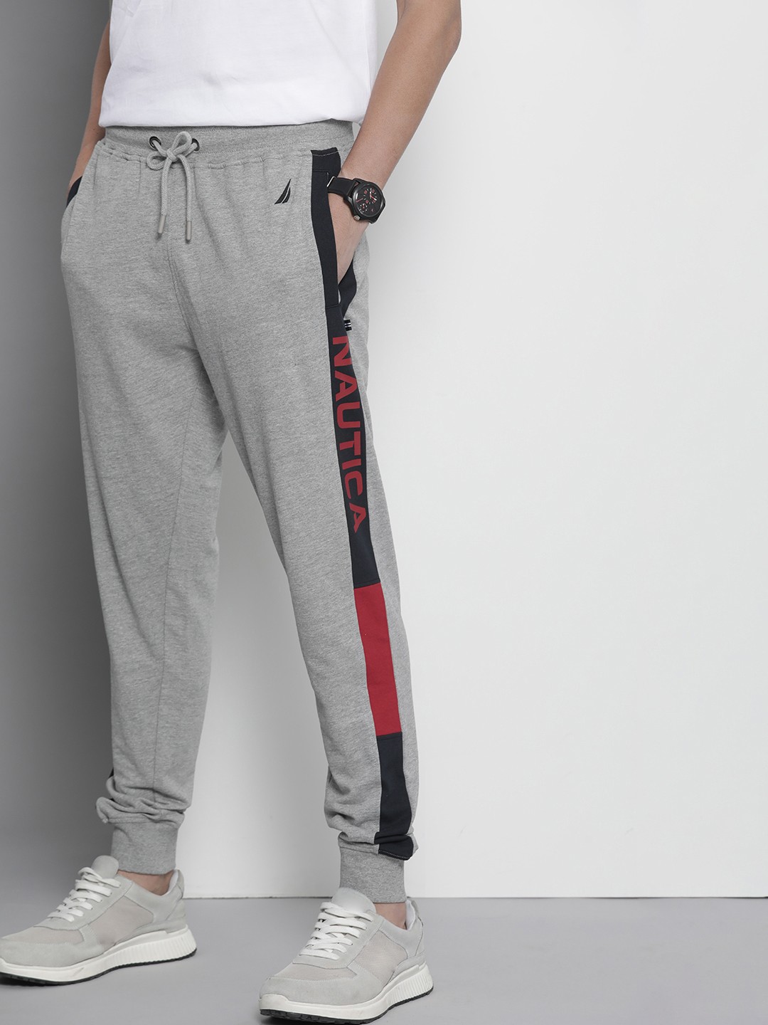 

Nautica Men Grey Regular Fit Side Striped Joggers