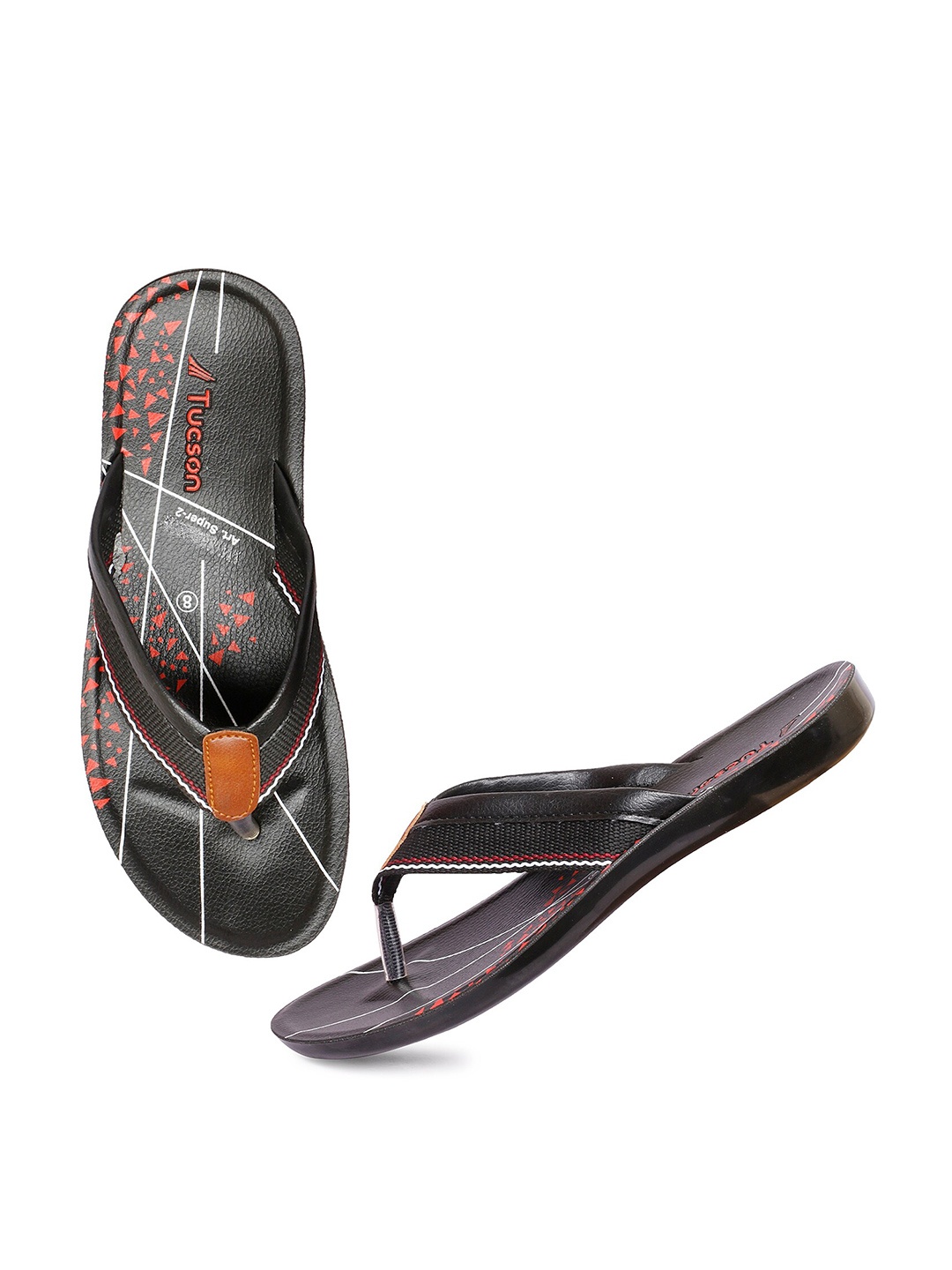 

Tucson Men Black & Red Printed Rubber Slip-On