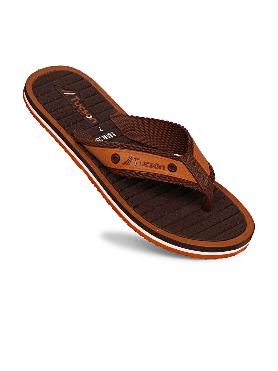 

Tucson Men Tan Brown Rubber Thong Flip-Flops