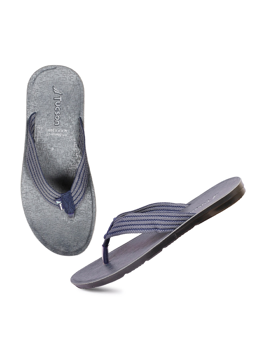 

Tucson Men Blue & Grey Rubber Slip-On Flip Flop
