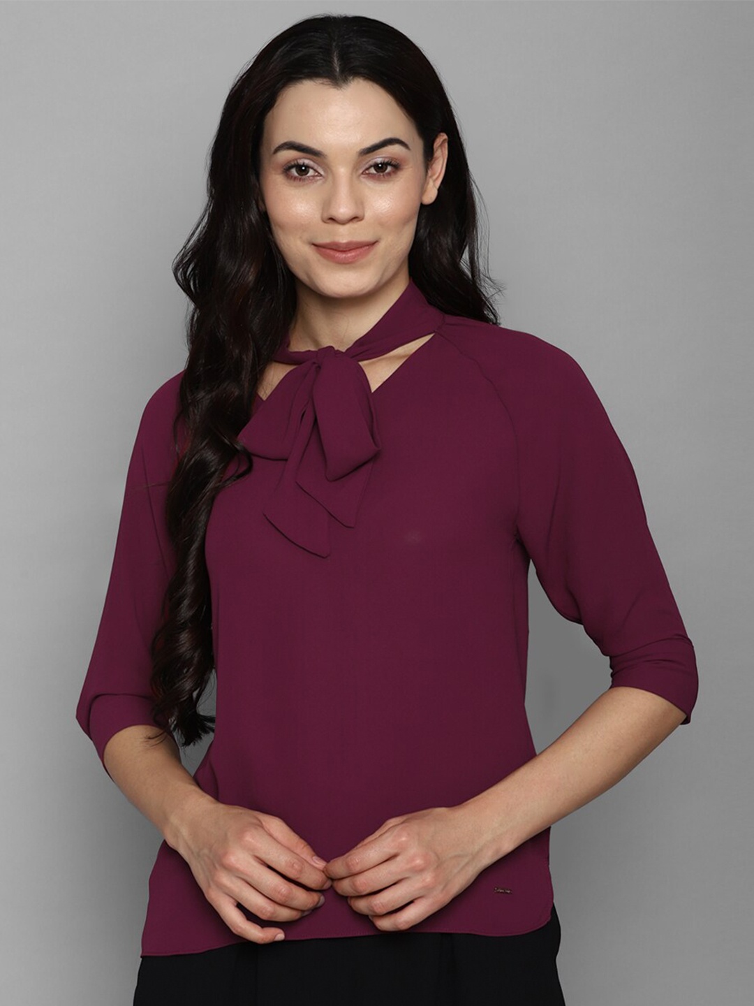 

Allen Solly Woman Purple Tie-Up Neck Top