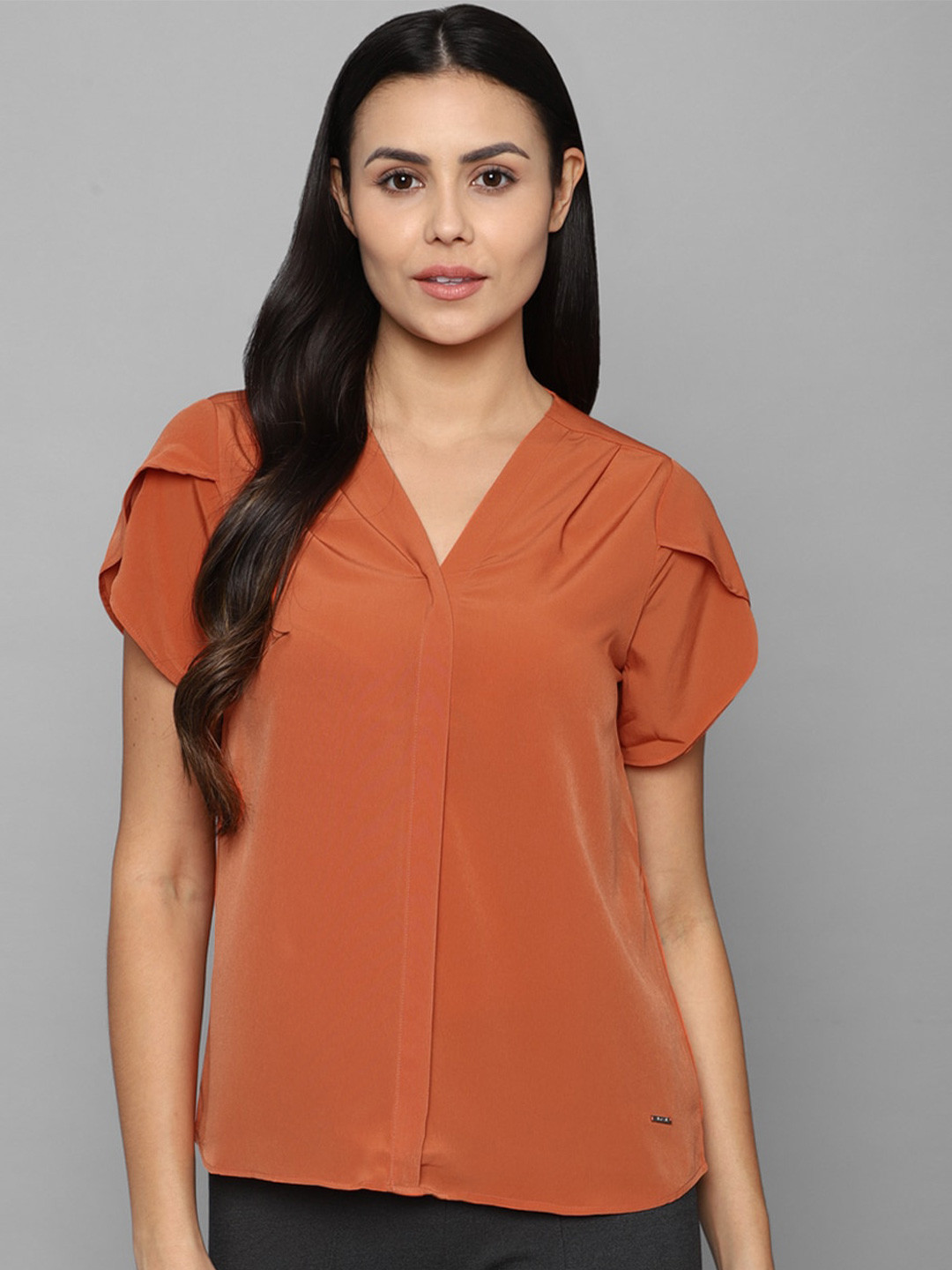 

Allen Solly Woman Orange V-Neck Top