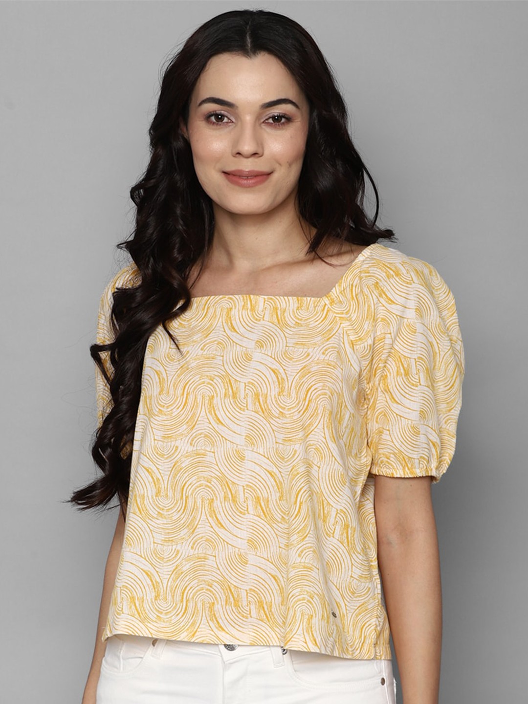

Allen Solly Woman Yellow Print Top