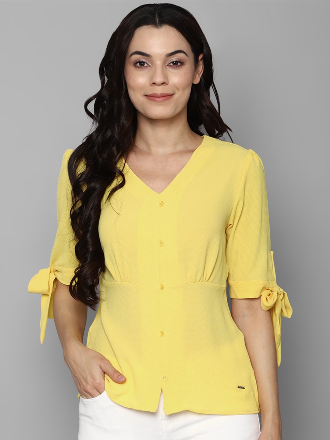 

Allen Solly Woman Yellow Shirt Style Top