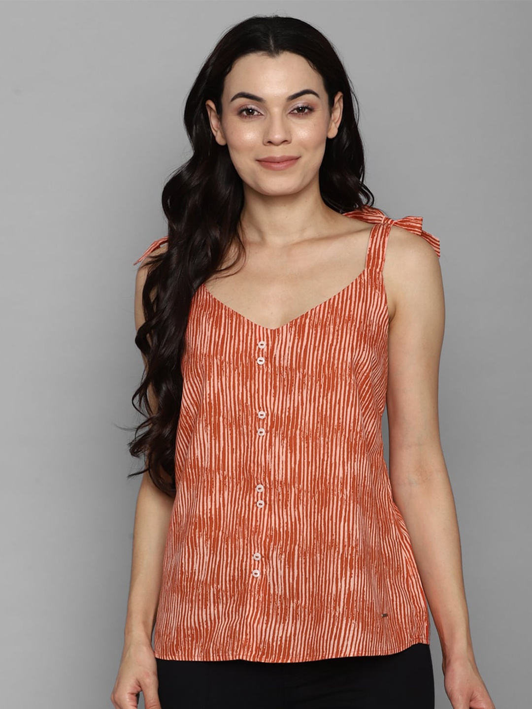 

Allen Solly Woman Orange Striped Top
