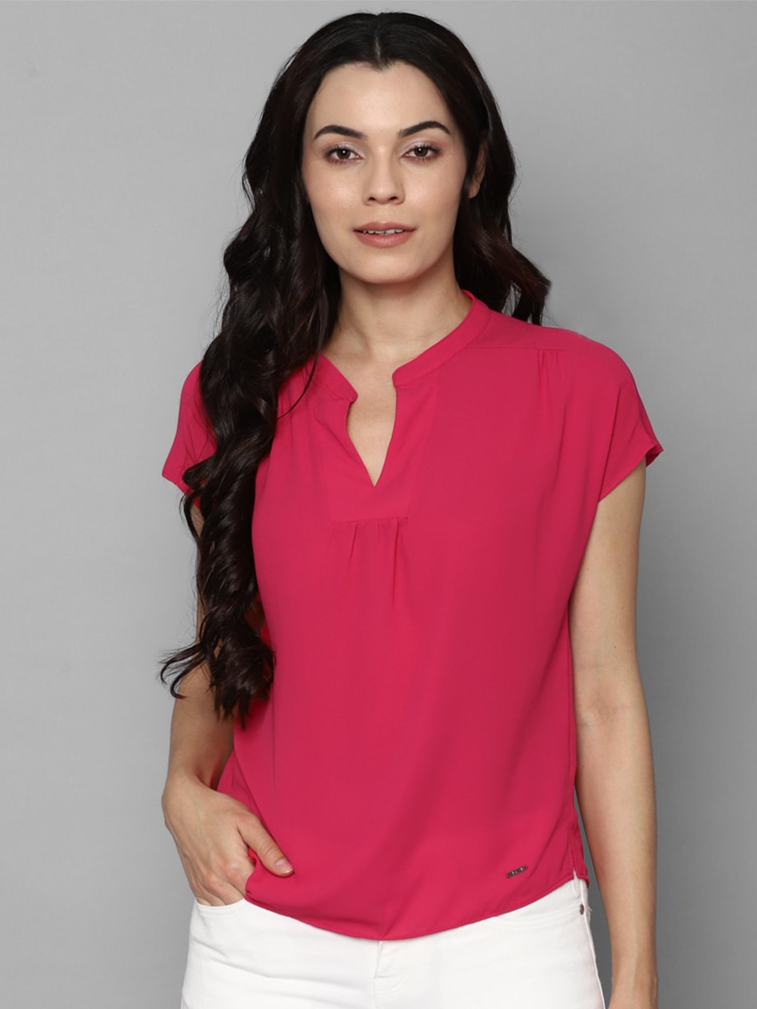 

Allen Solly Woman Pink Stylized Collar Top