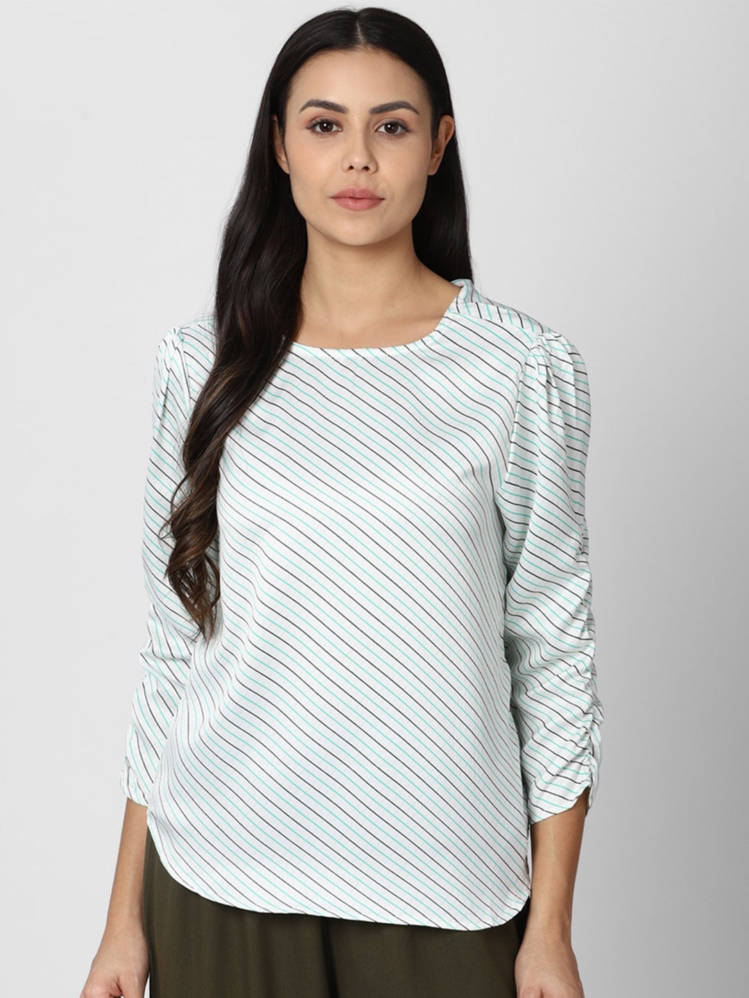 

Van Heusen Woman Blue Striped Top