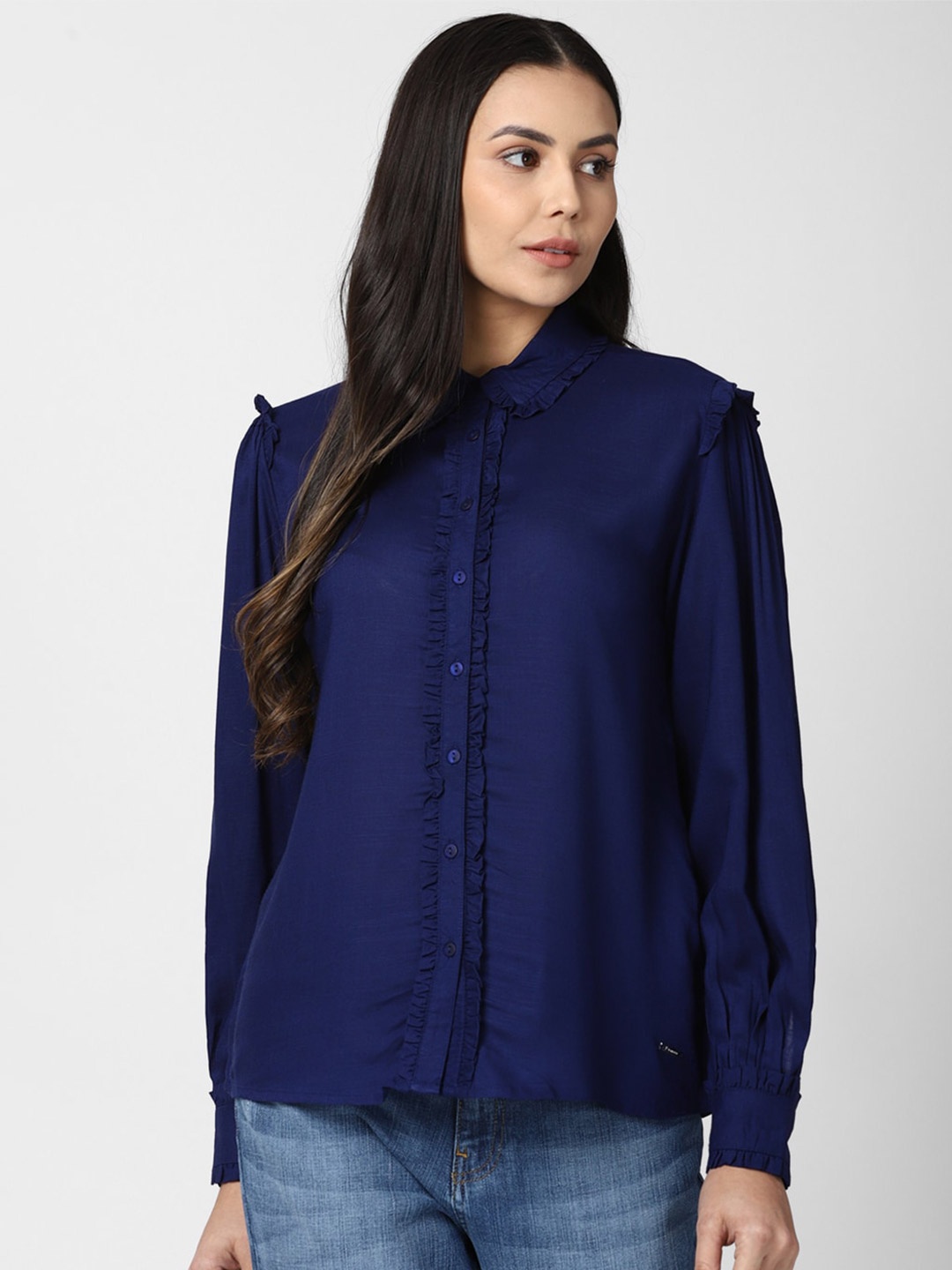 

Van Heusen Woman Navy Blue Shirt Style Top