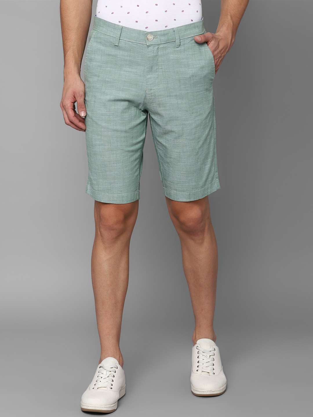 

Allen Solly Men Green Textured Slim Fit Shorts