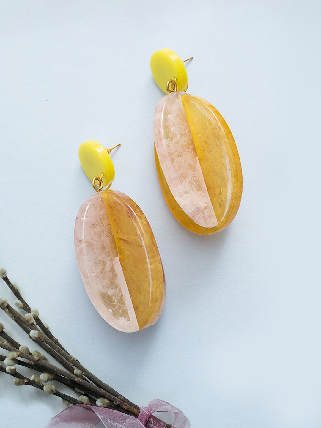 

Golden Peacock Yellow Classic Drop Earrings