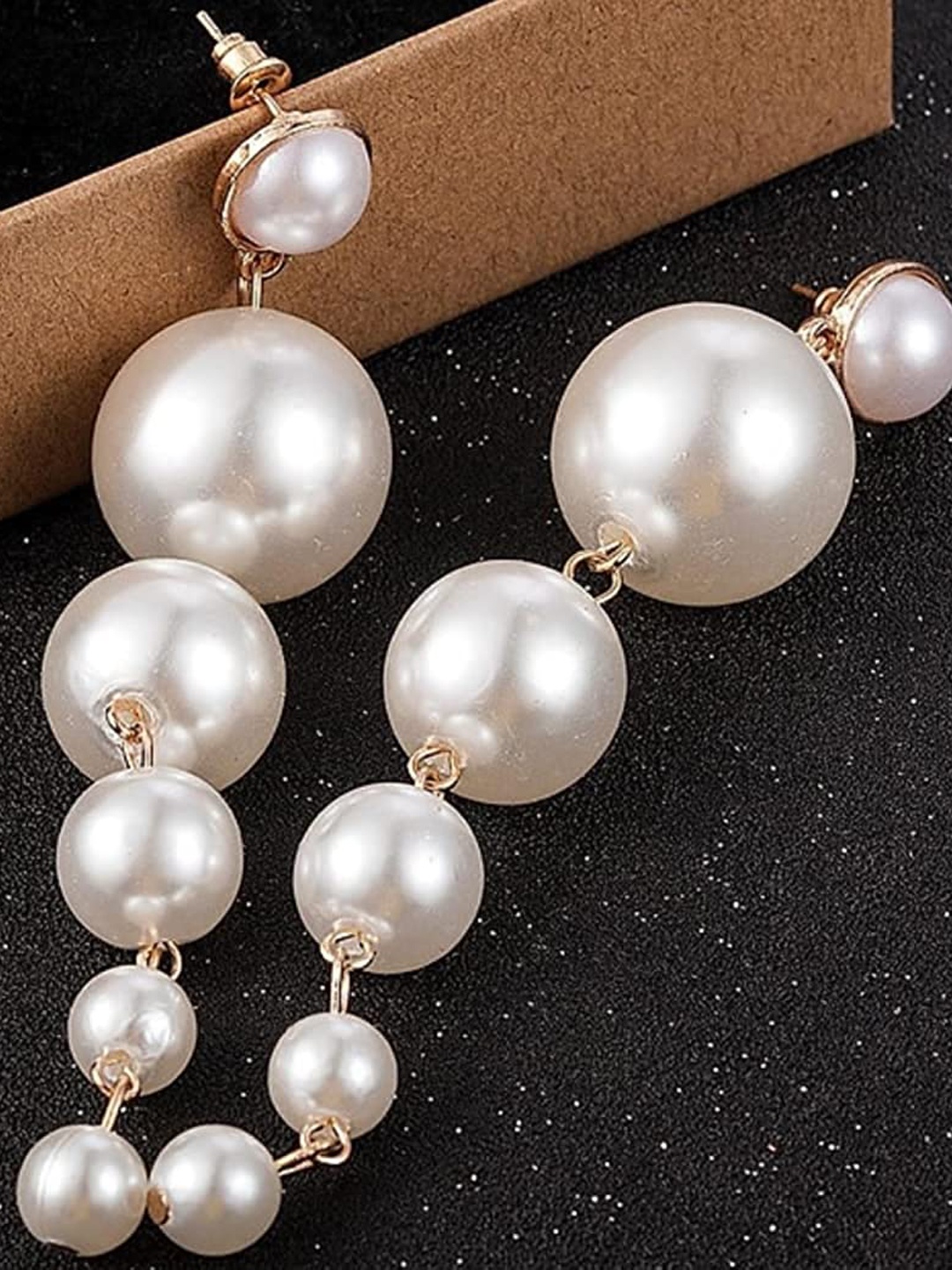 

ANNA CREATIONS White Contemporary Hoop Earrings
