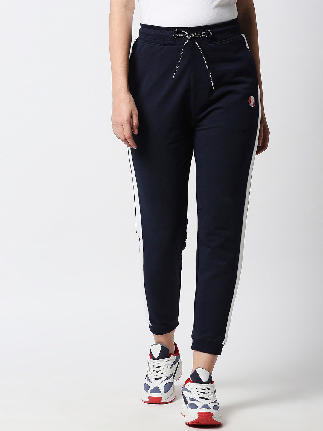 

Pepe Jeans Women Navy Blue Solid Cotton Joggers