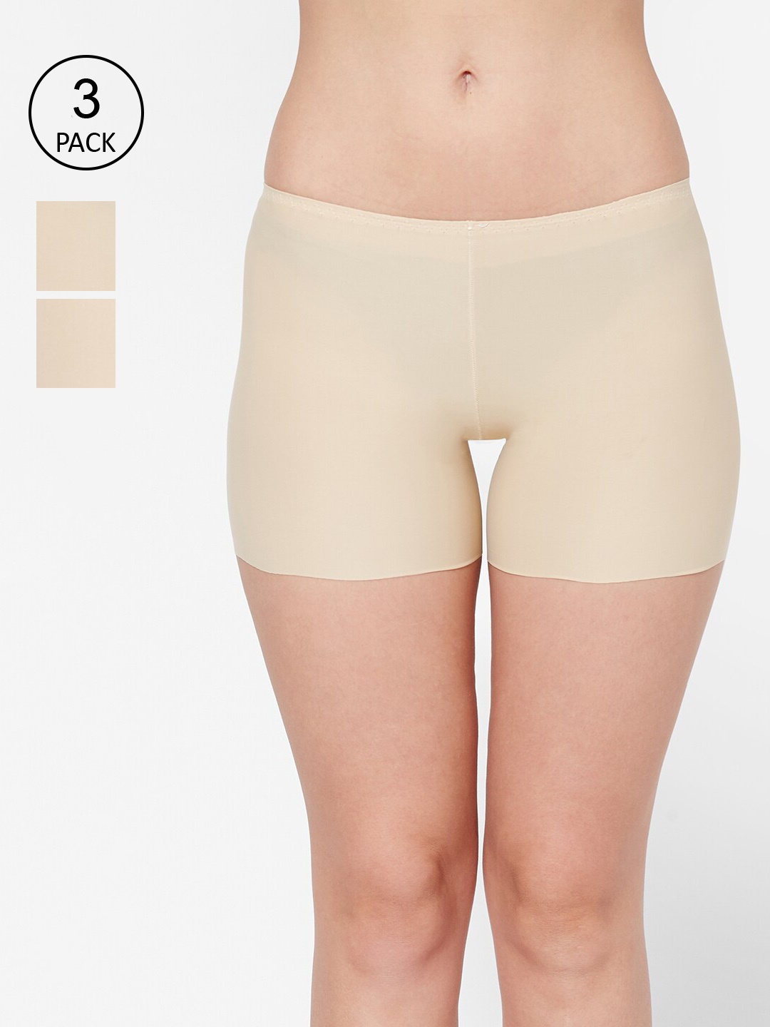 

FashionRack Women Pack Of 3 Solid Boy Shorts Briefs 8276/346_SSS, Beige