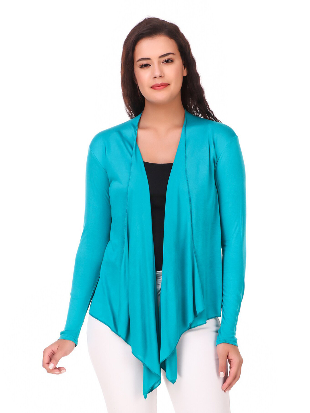 

Aadya Fashion Women Turquoise Blue Full Sleeves Shrug