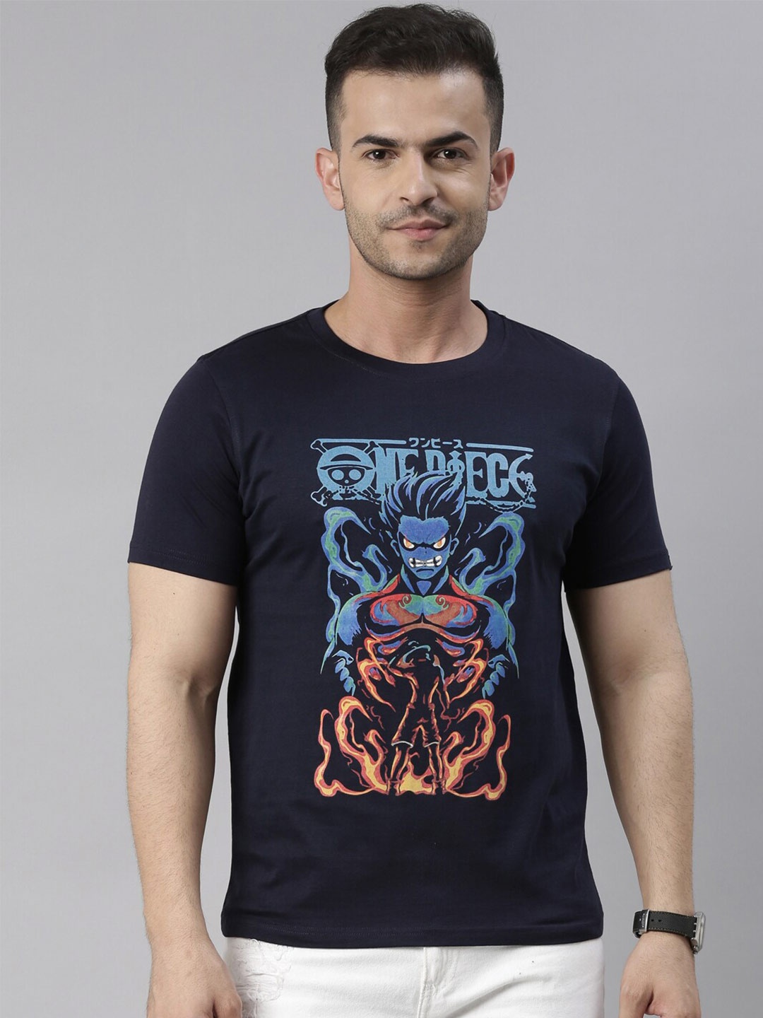 

Bushirt Men White Cotton Printed one piece T-shirt