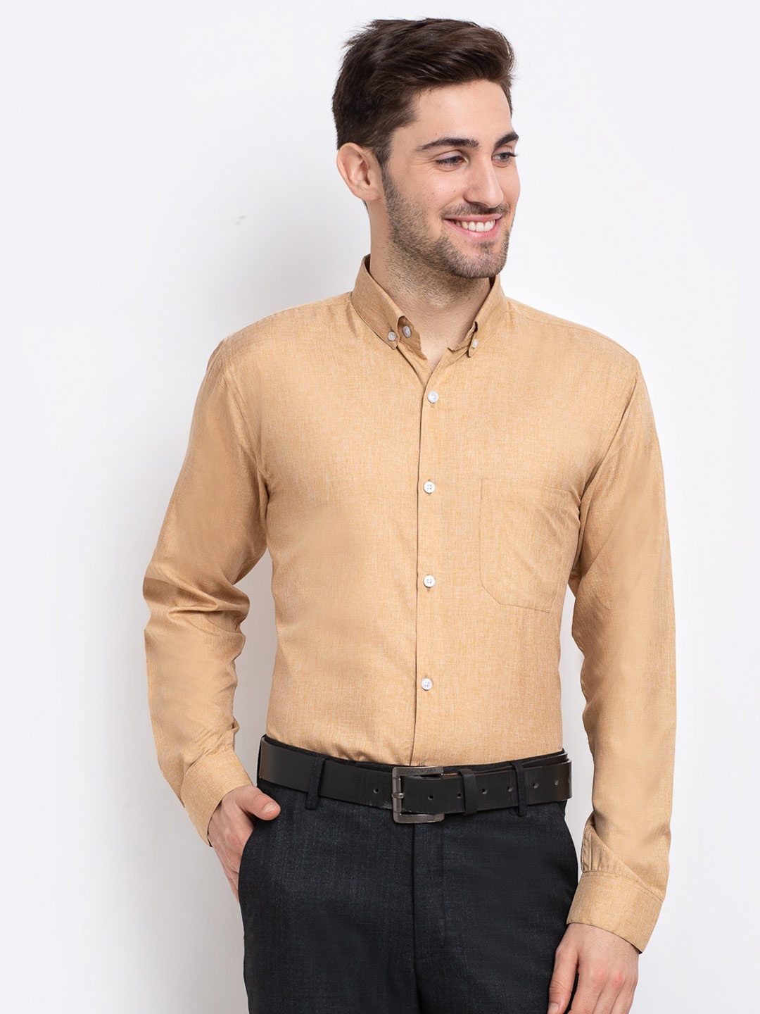 

JAINISH Men Beige Comfort Formal long sleeve Shirt