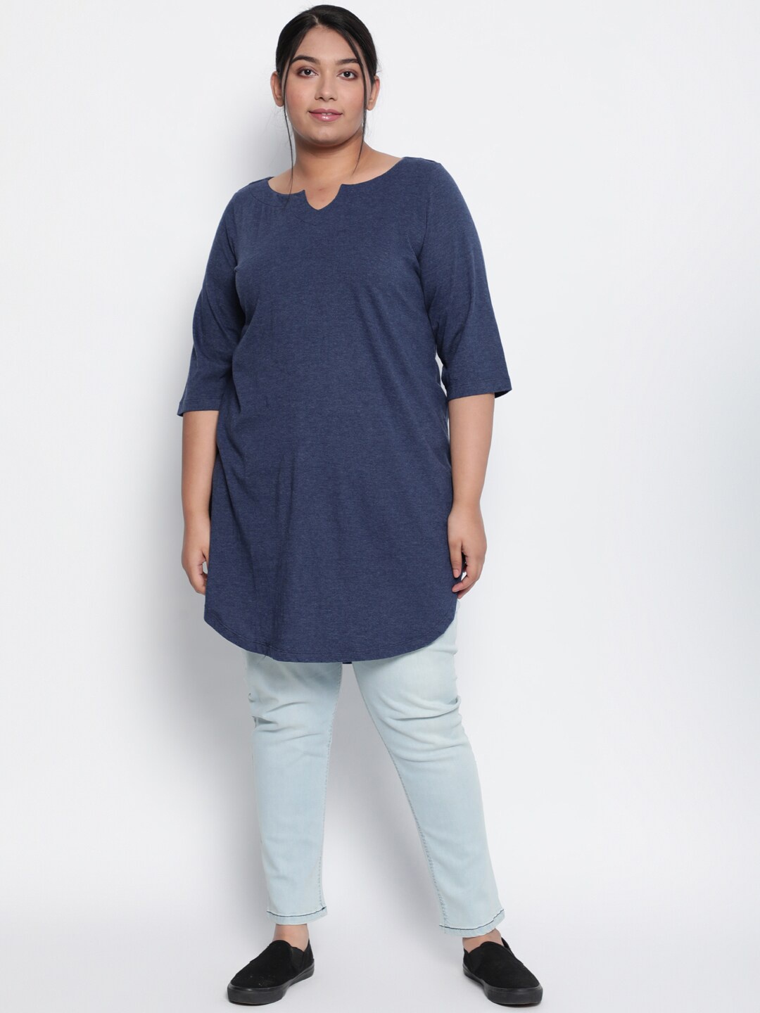 

Amydus Women Plus Size Blue Solid Tunic