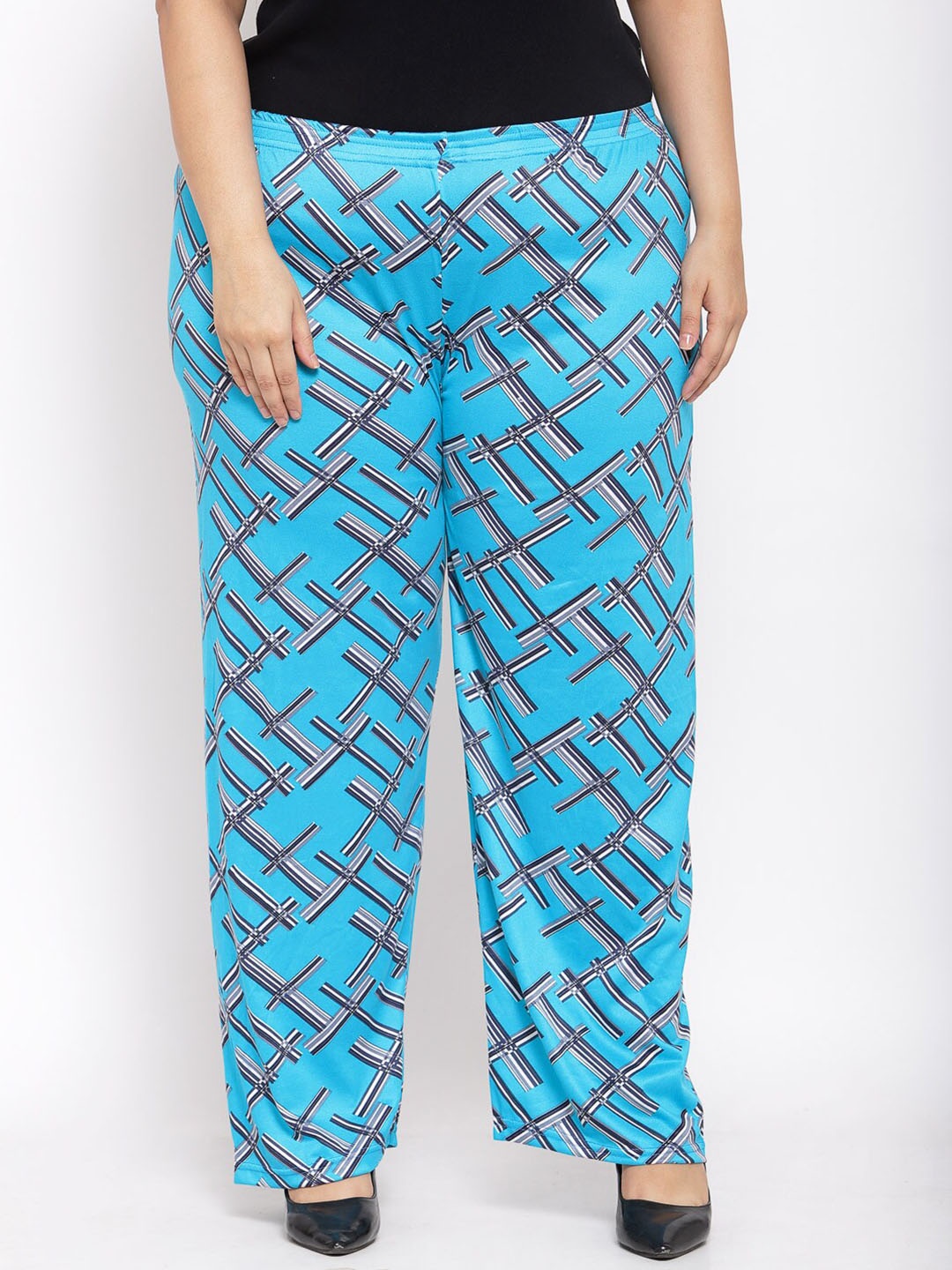 

KLOTTHE Women Blue & Grey Printed Palazzos