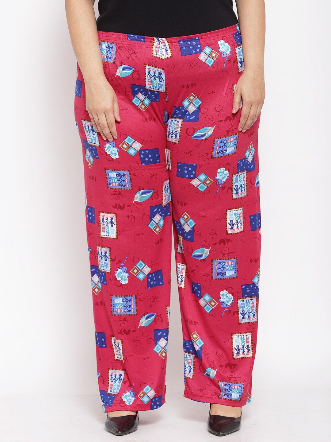 

KLOTTHE Women Magenta & Blue Printed Wide Leg Palazzos