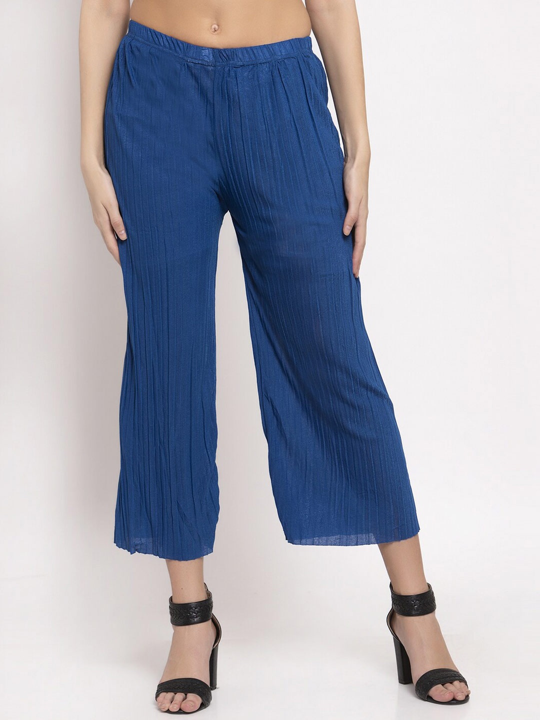 

KLOTTHE Women Blue Self Design Palazzos