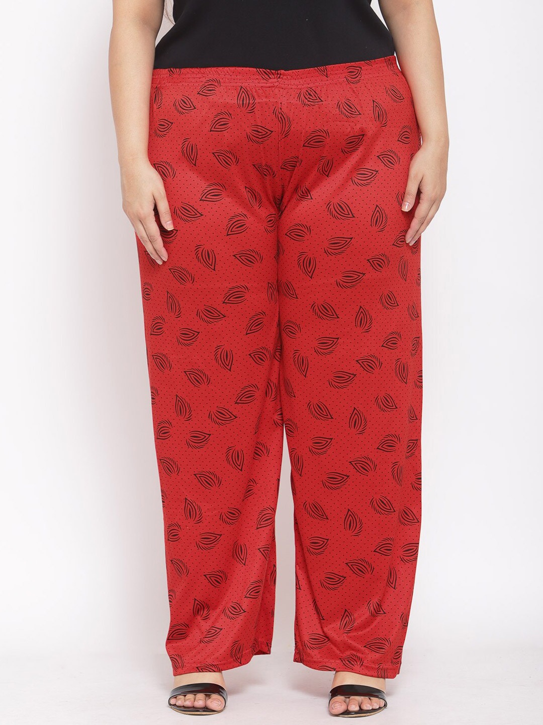 KLOTTHE Women Red & Black Printed Palazzos