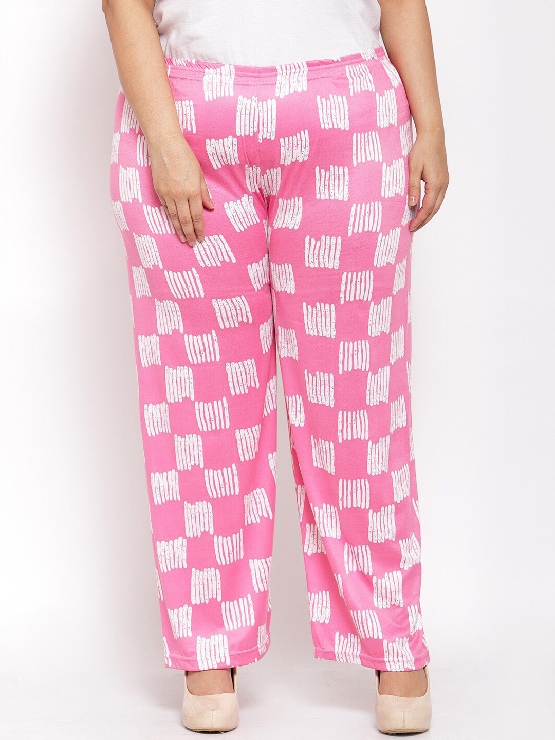 

KLOTTHE Women Pink & White Printed Palazzos