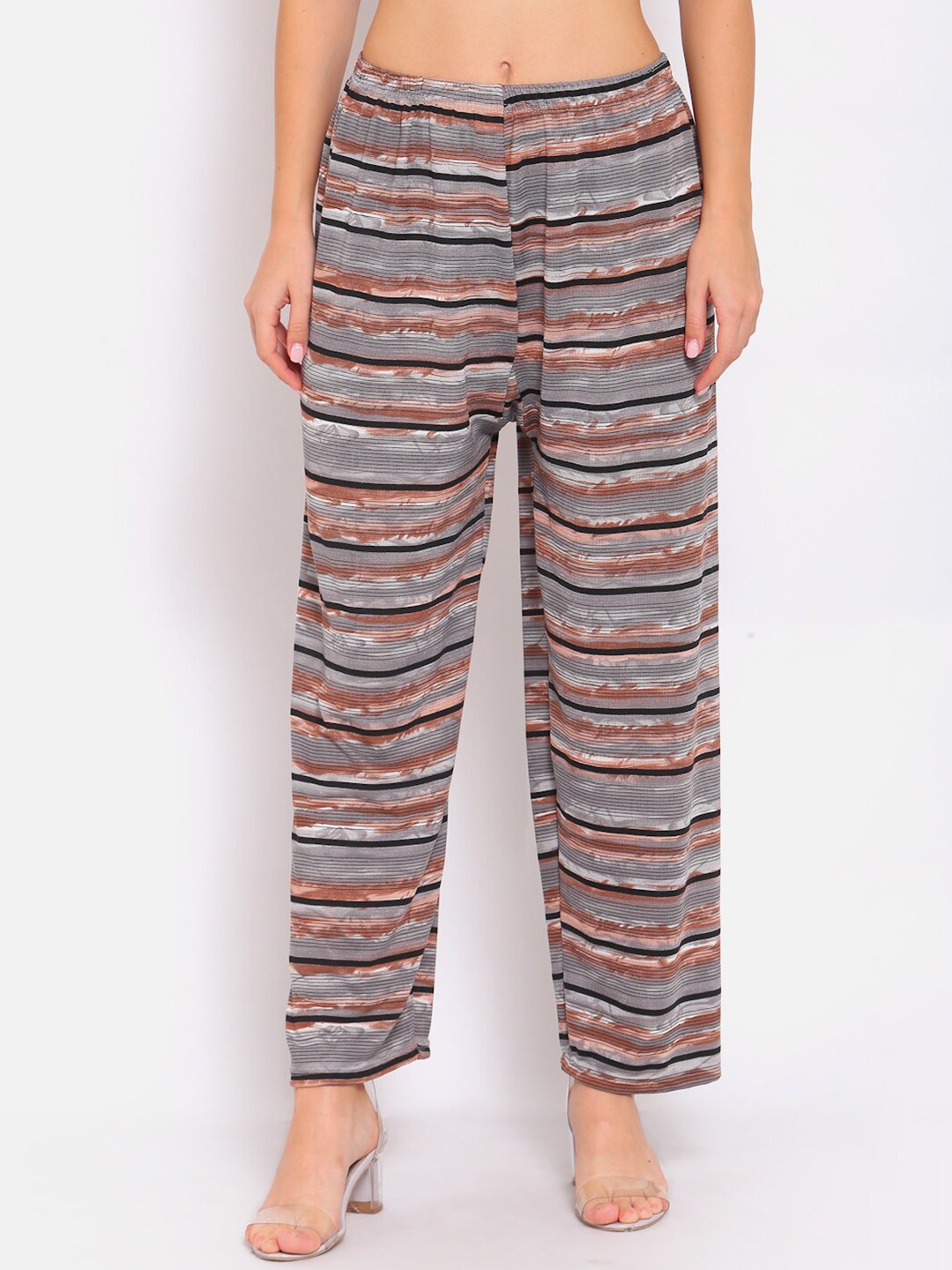 KLOTTHE Women Grey & Brown Printed Palazzos
