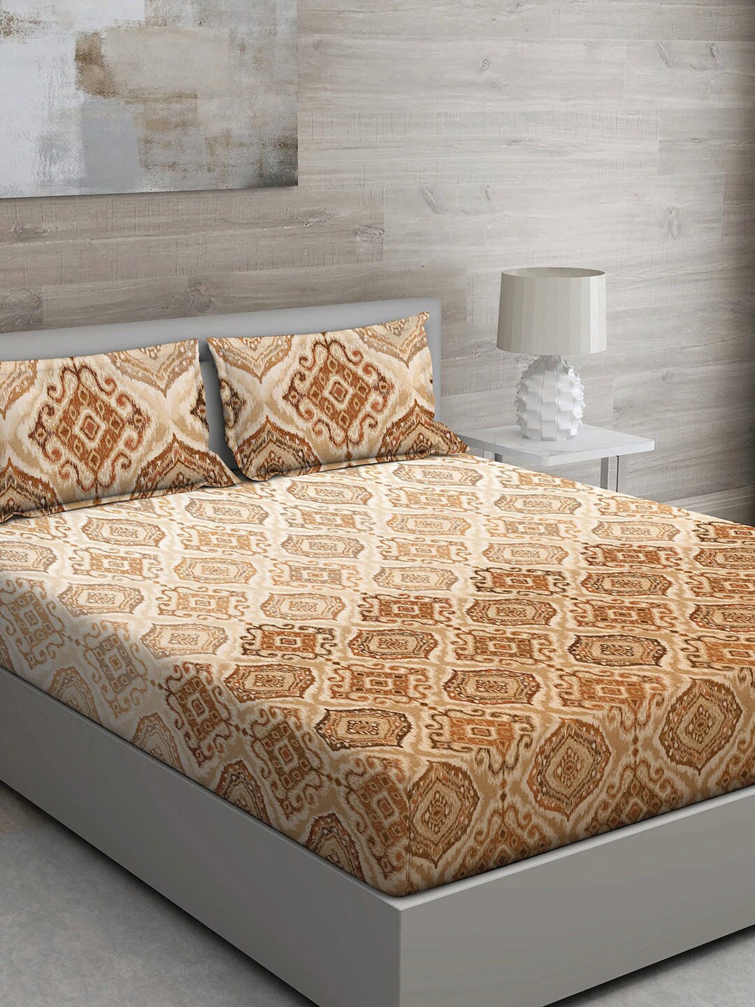 

GM Brown & Beige Ethnic Motifs 150 TC Queen Bedsheet with 2 Pillow Covers