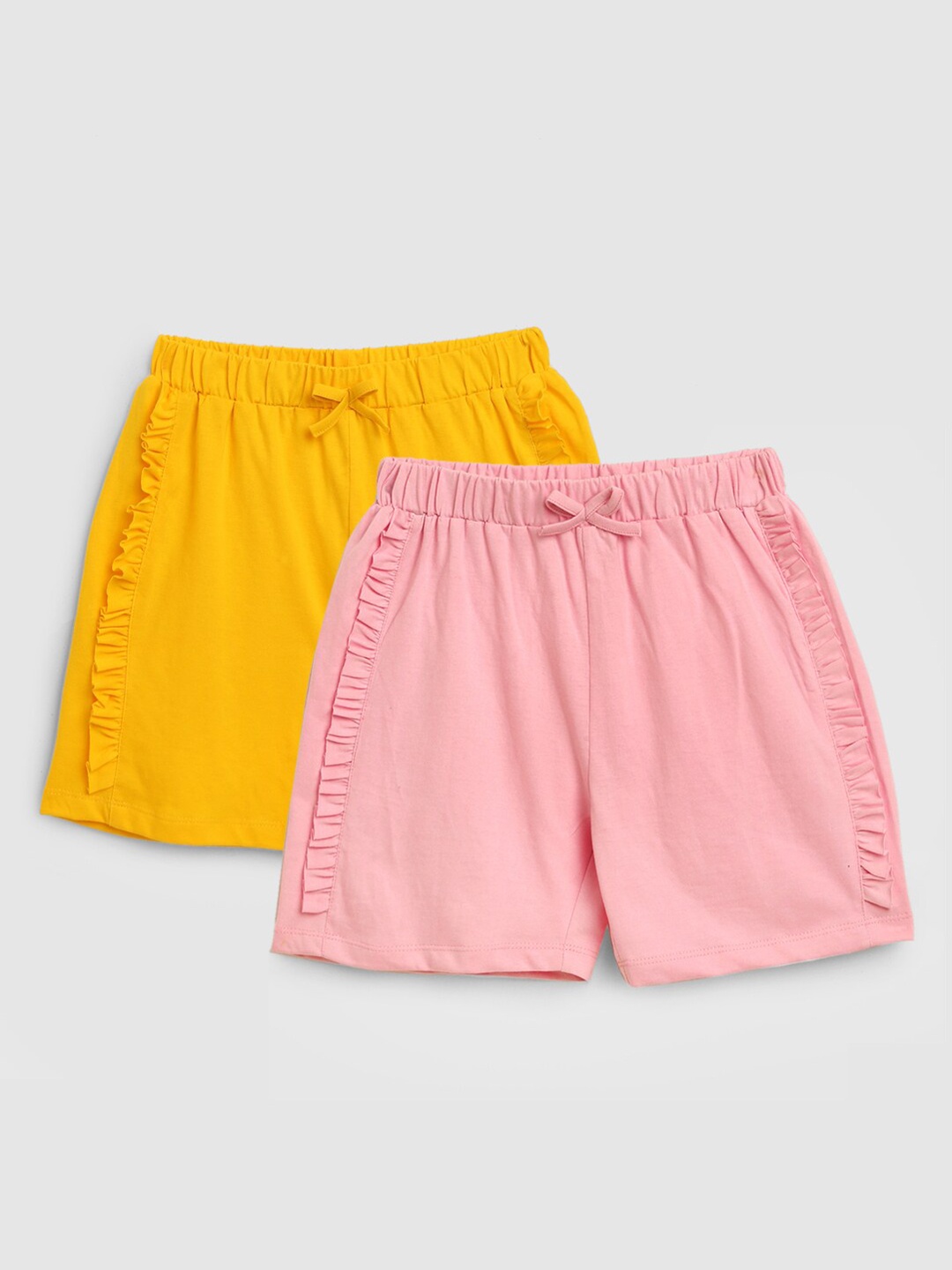 

YK Girls Pack of 2 Solid Shorts, Yellow