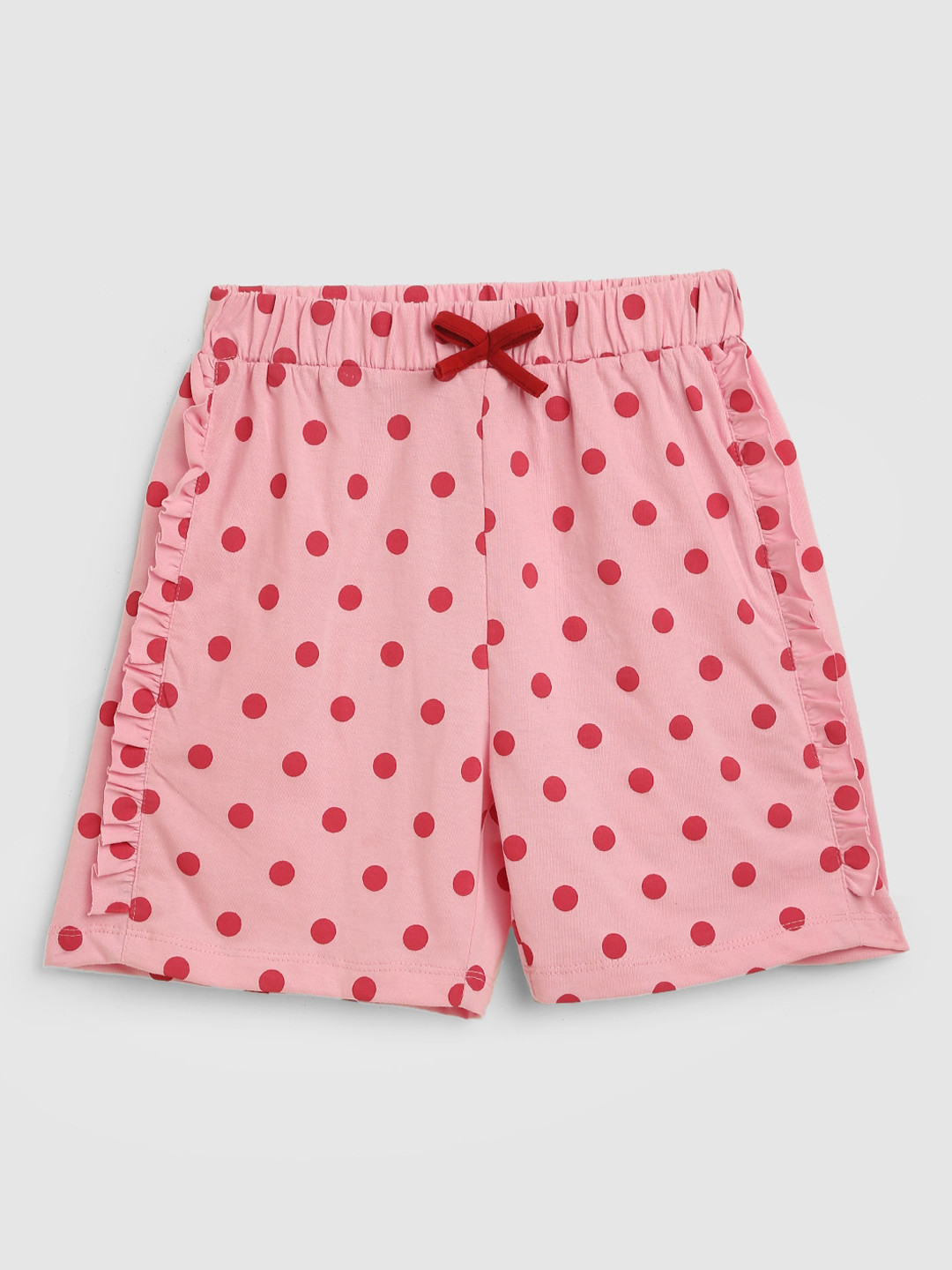 

YK Girls Pink Printed Cotton Regular Shorts