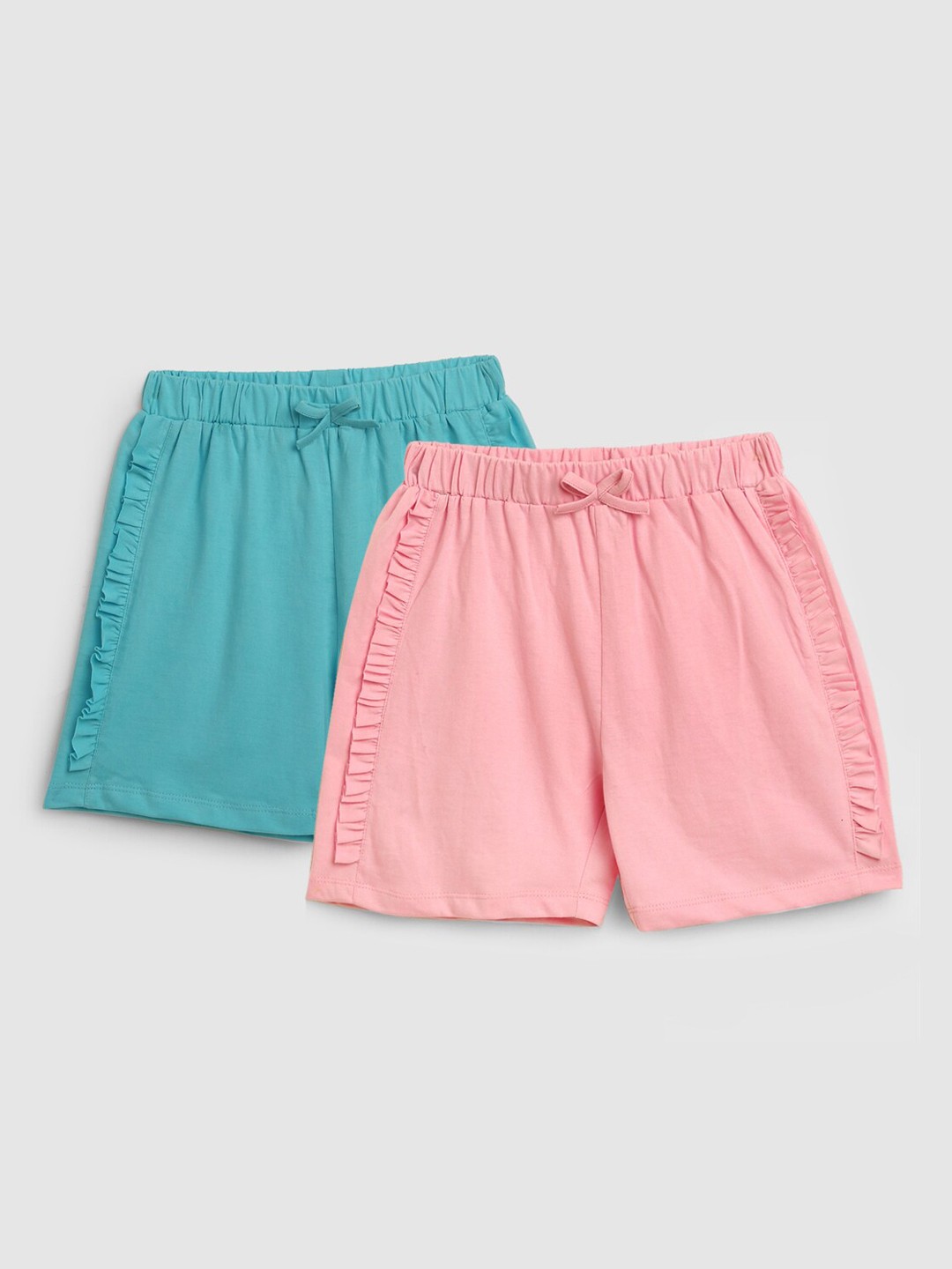 

YK Girls Pack of 2 Solid Shorts, Multi