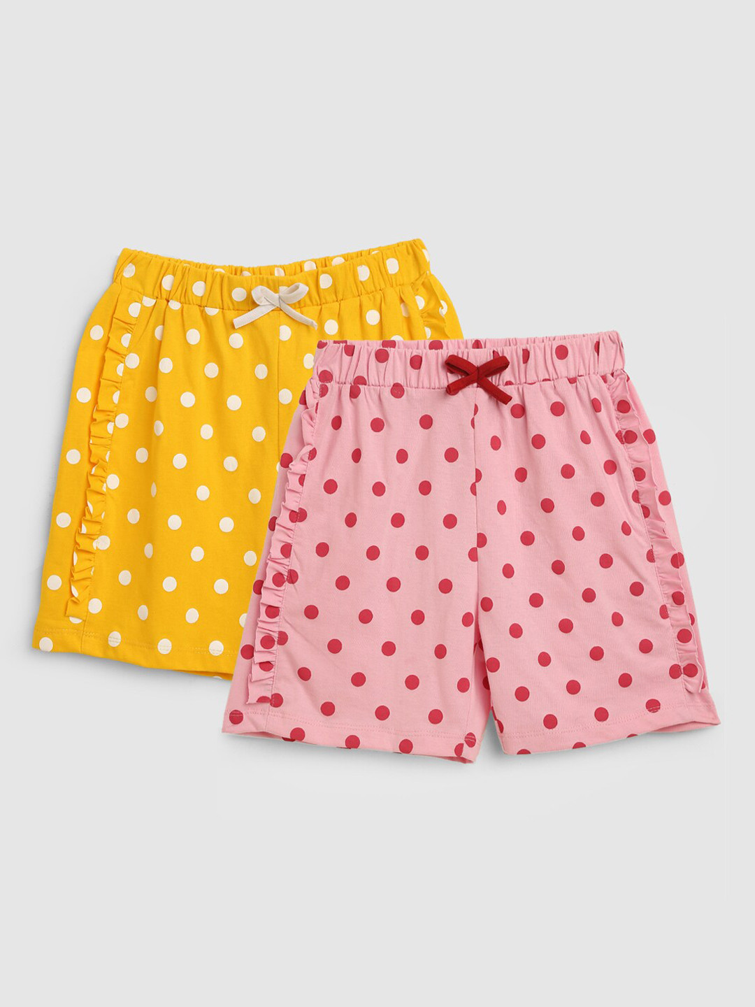 

YK Girls Pack of 2 Pink & Yellow Printed Shorts