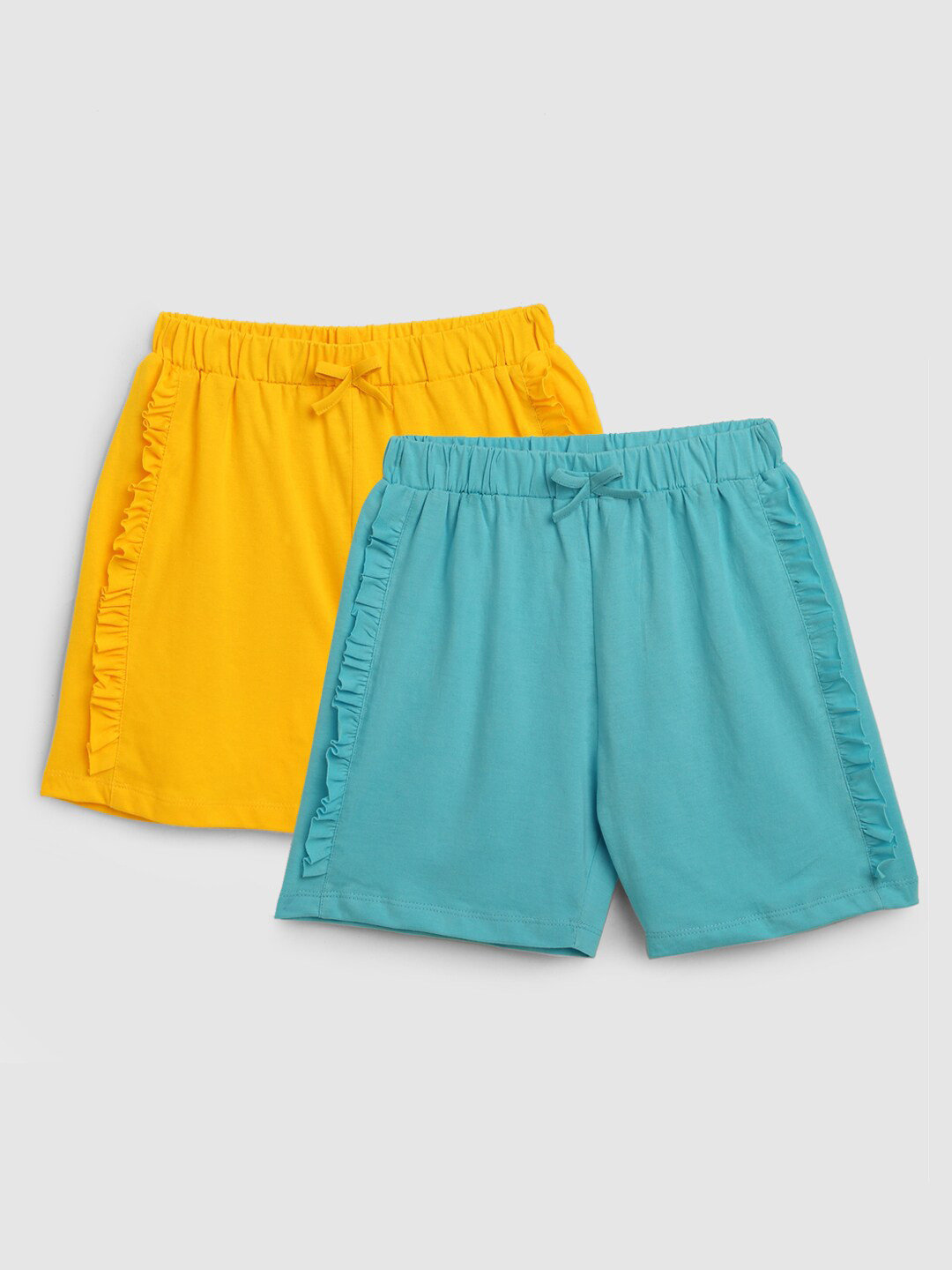 

YK Girls Pack of 2 Cotton Shorts, Yellow