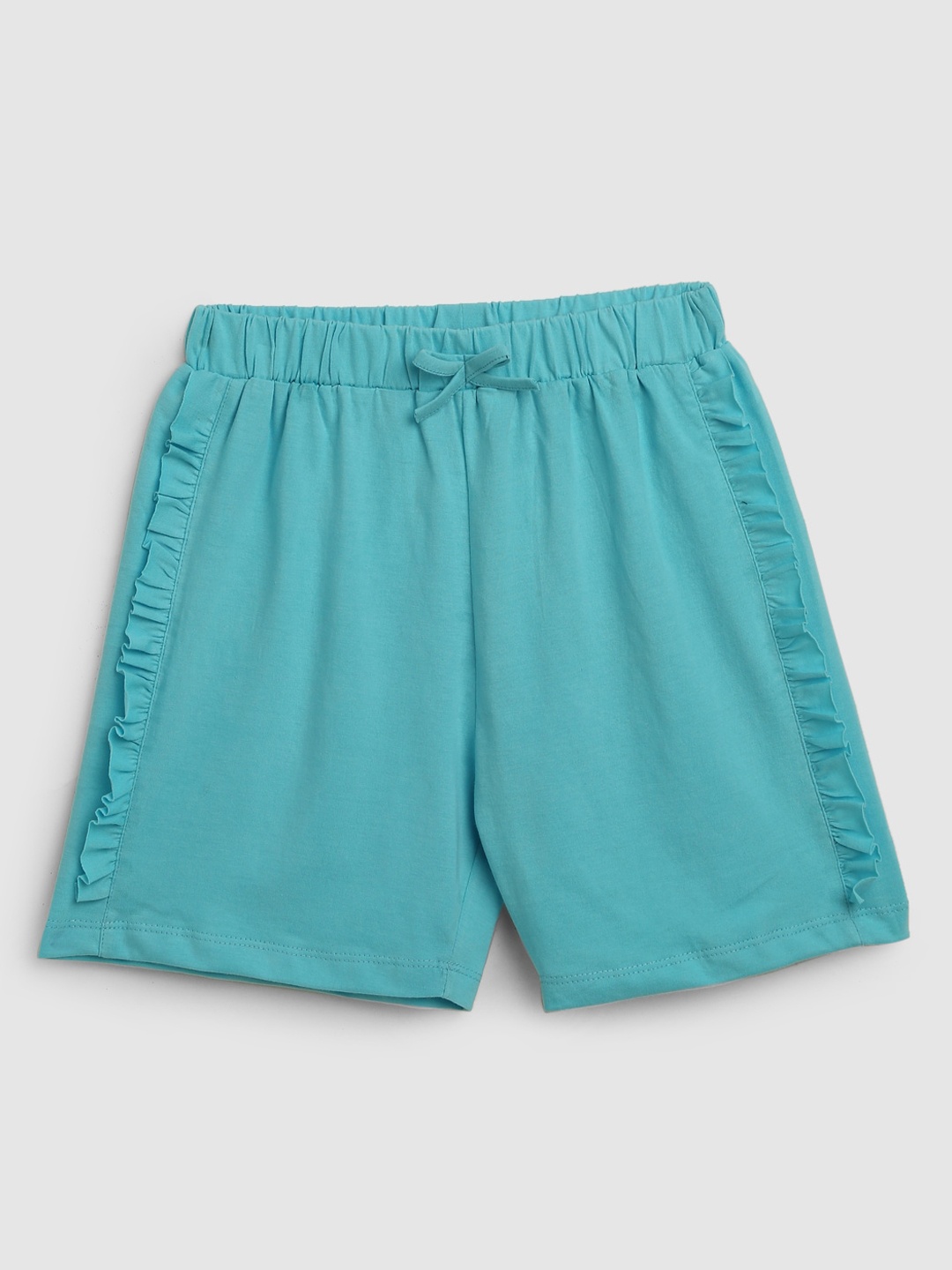 

YK Teen Girls Sea Green Solid Cotton Regular Shorts