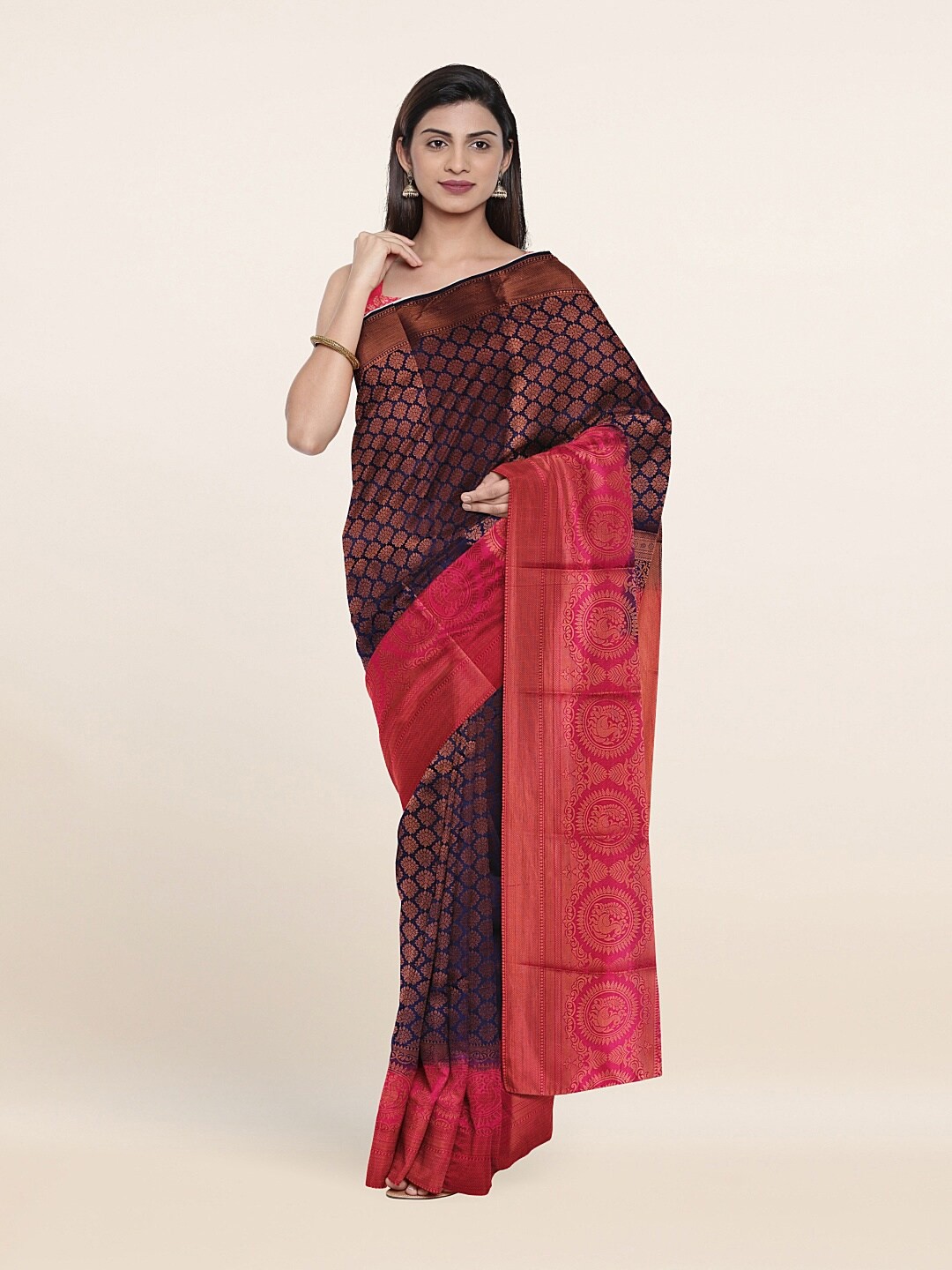 

Pothys Blue & Pink Woven Design Art Silk Saree