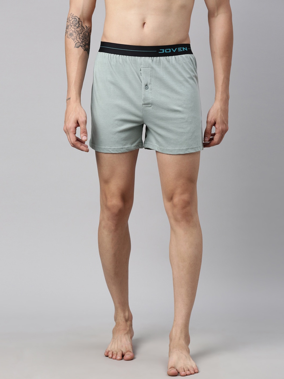 

Joven Men Blue Solid Pure Combed Cotton Boxers JBKS-JA, Grey