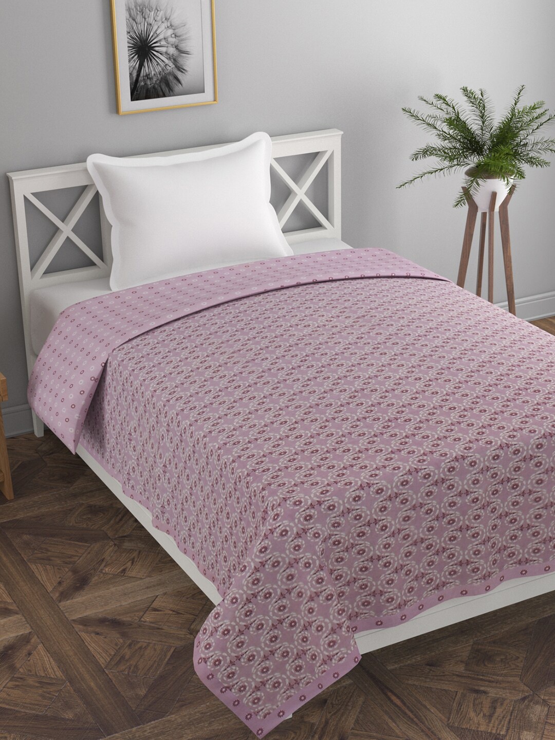 

Florida Pink Floral AC Room Pure Cotton Reversible 120 GSM Single Bed Dohar