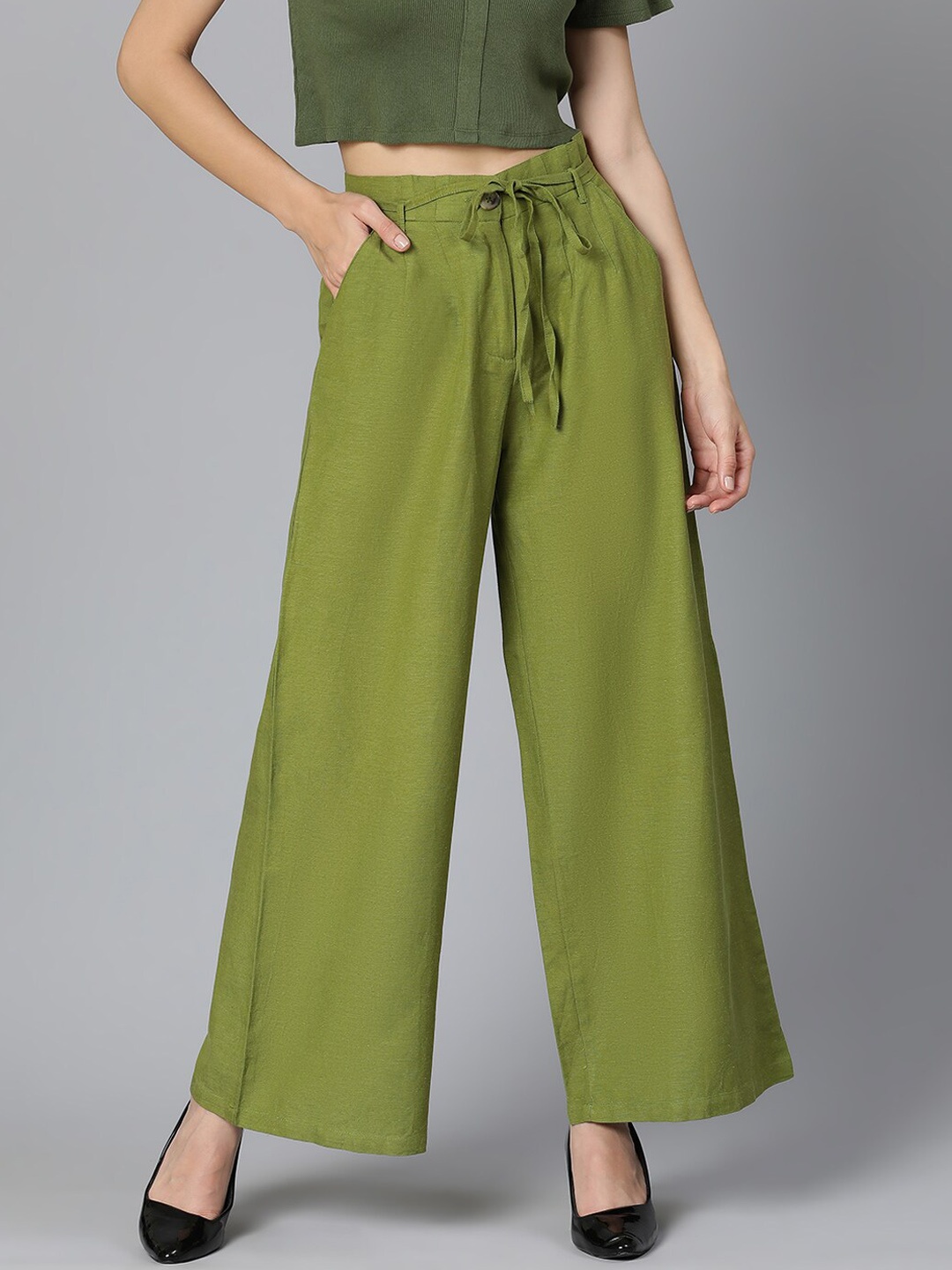 

Oxolloxo Women Green Solid Palazzos